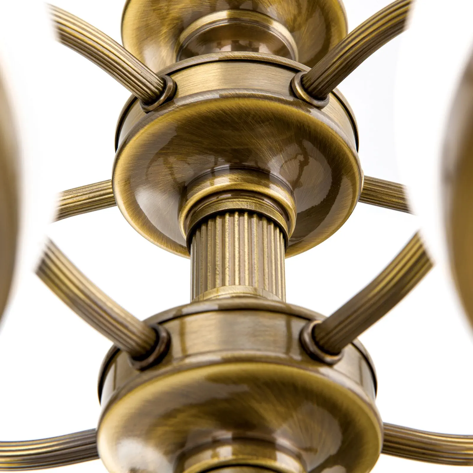 Luster LANDHAUS, 5 izvora svetla, antik mesing sa belim opalnim staklima - 6