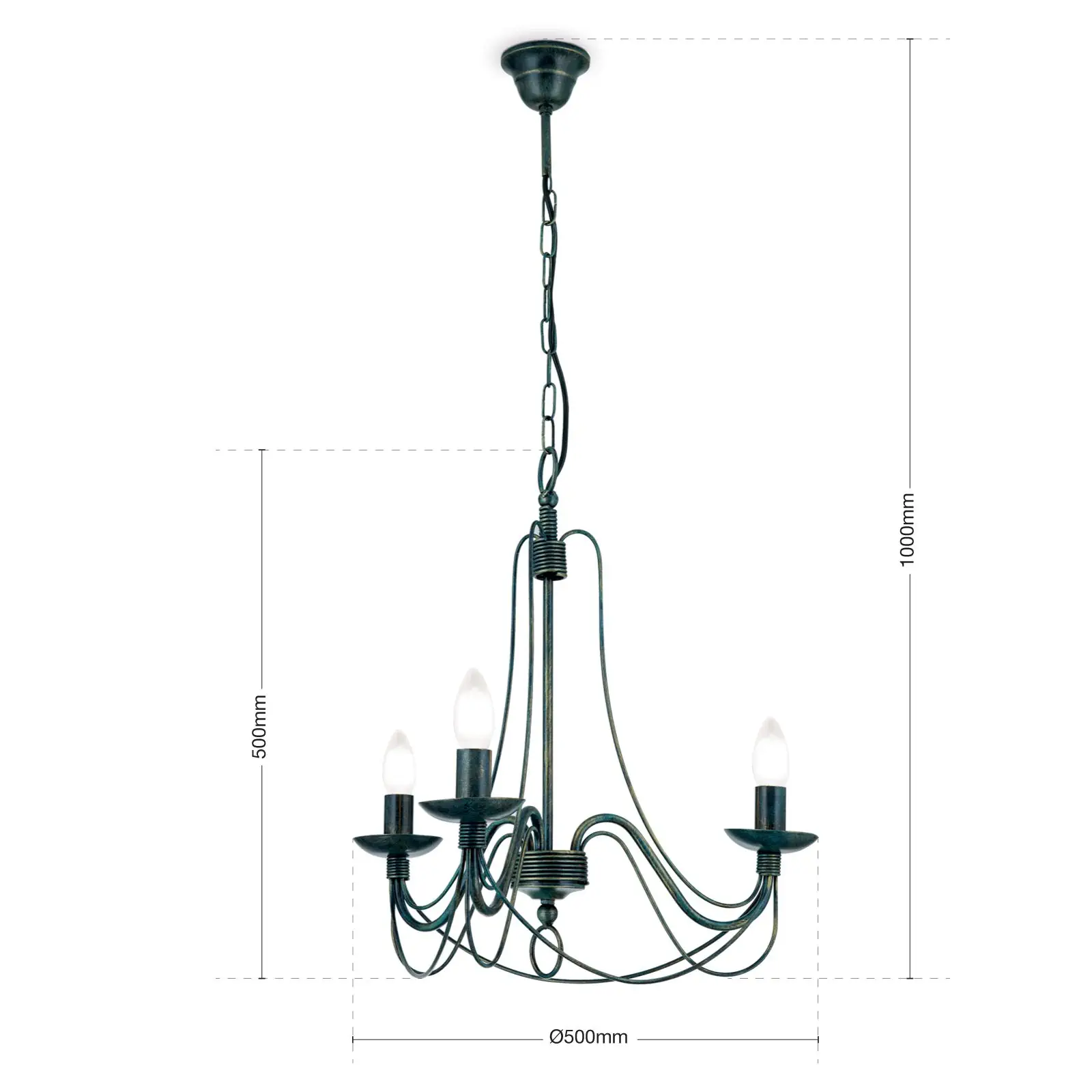 Luster VELA, 3 izvora svetla, antik - 7