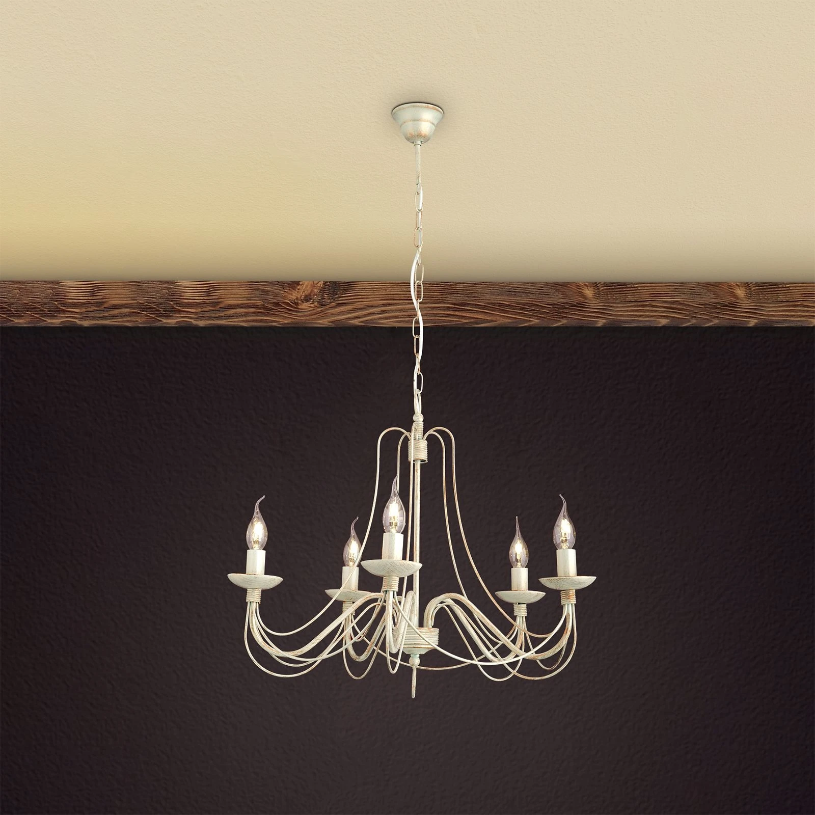 Luster VELA, 5 izvora svetla, slonovača–zlato - 2