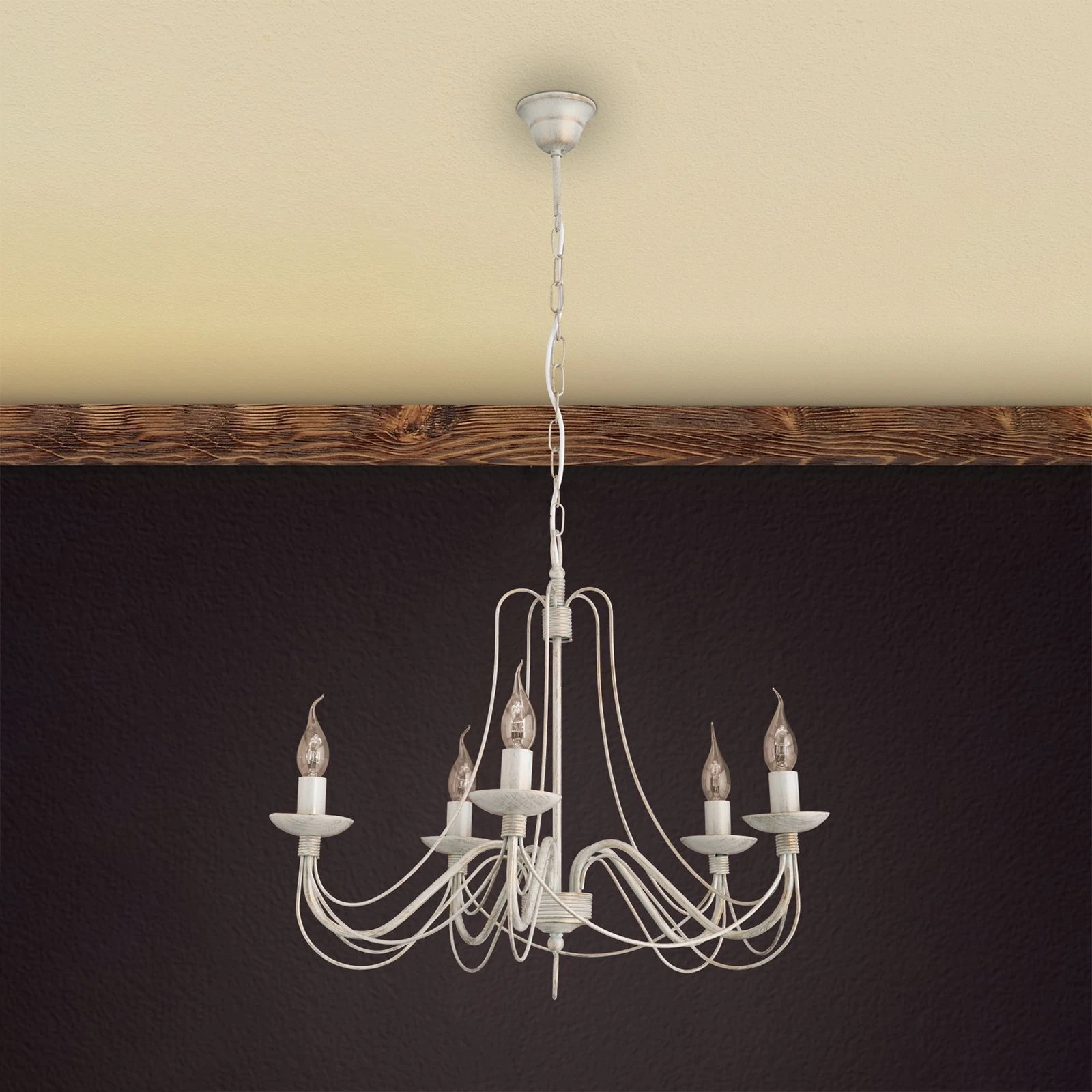 Luster VELA, 5 izvora svetla, slonovača–zlato - 4