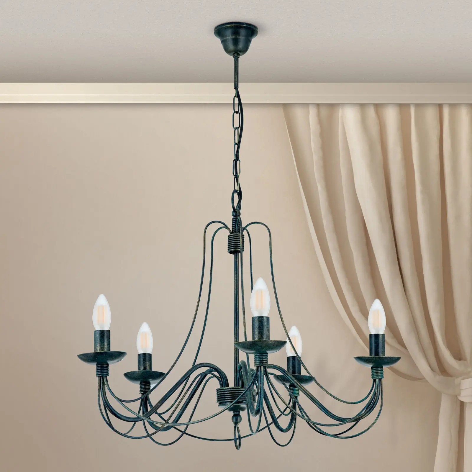 Luster VELA, 5 izvora svetla, antik - 3