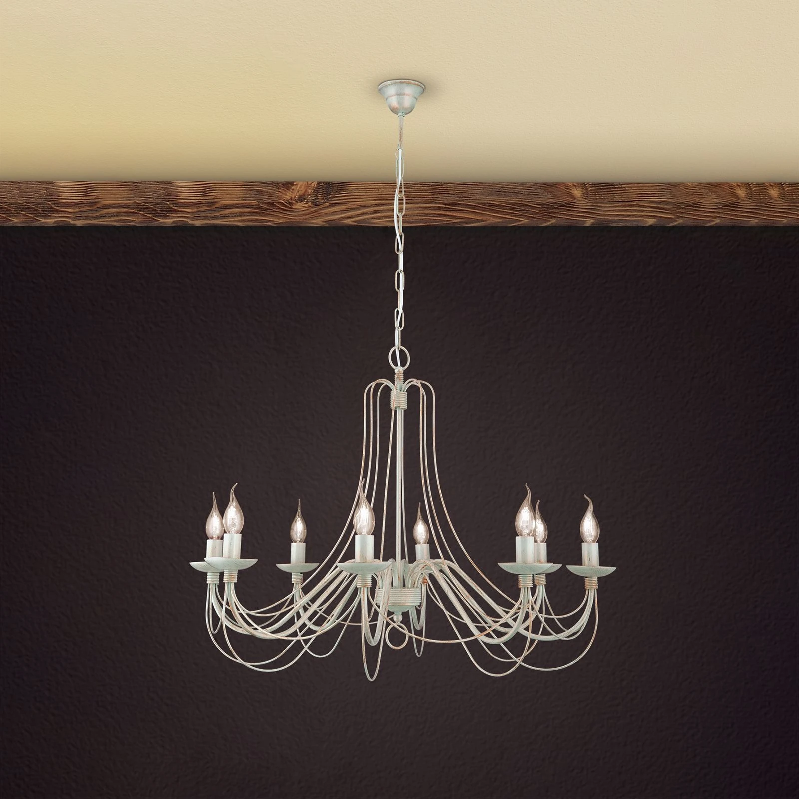 Luster VELA, 8 izvora svetla, slonovača–zlato - 2