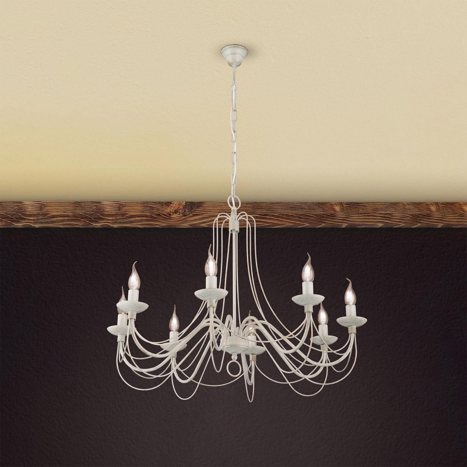 Luster VELA, 8 izvora svetla, slonovača–zlato - 3