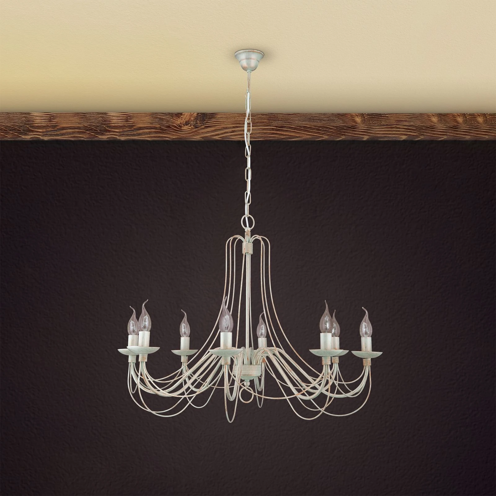 Luster VELA, 8 izvora svetla, slonovača–zlato - 4