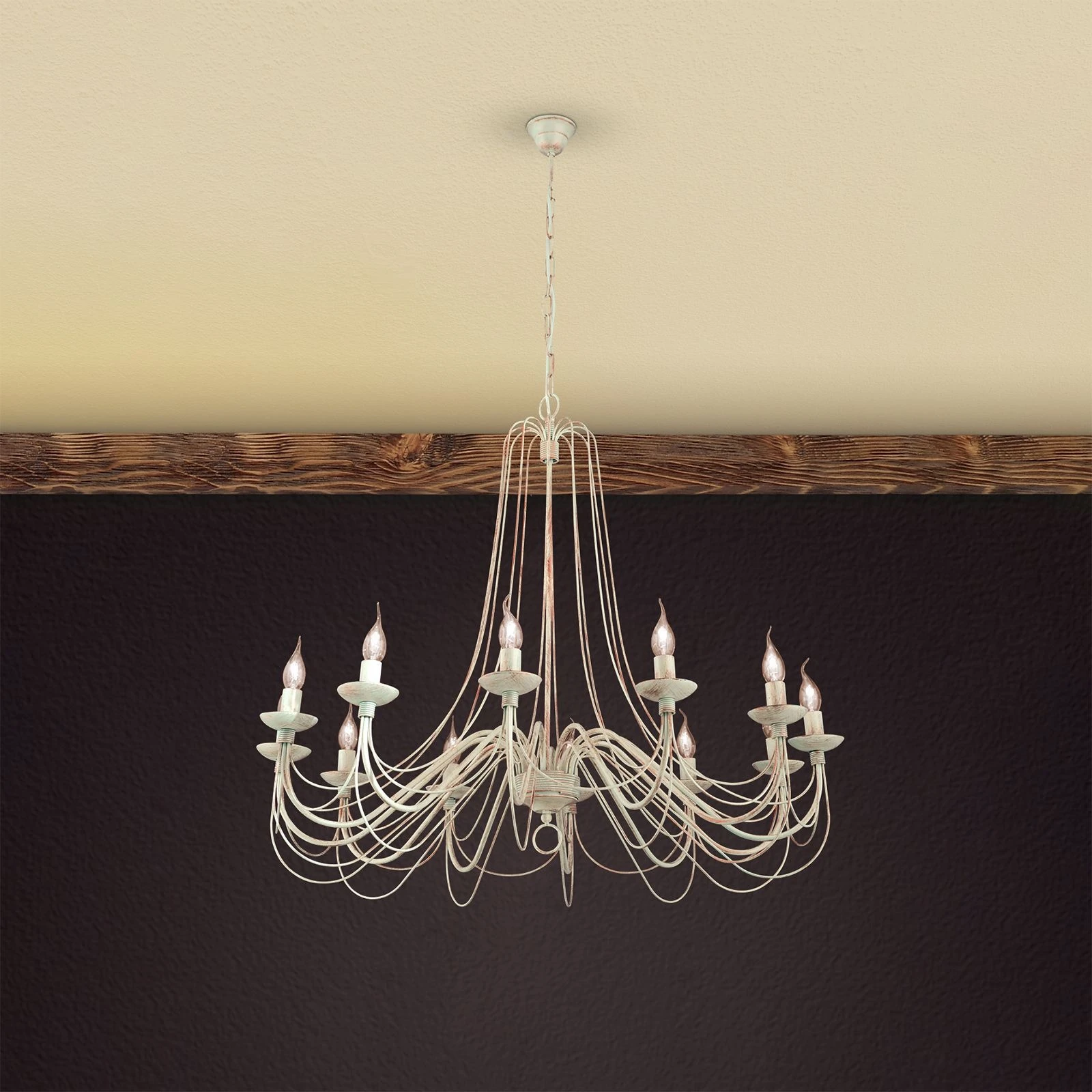 Luster VELA, 12 izvora svetla, slonovača–zlato - 2