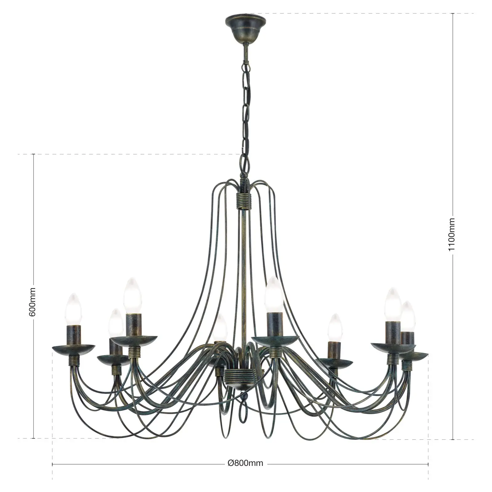 Luster VELA, 8 izvora svetla, antik - 7