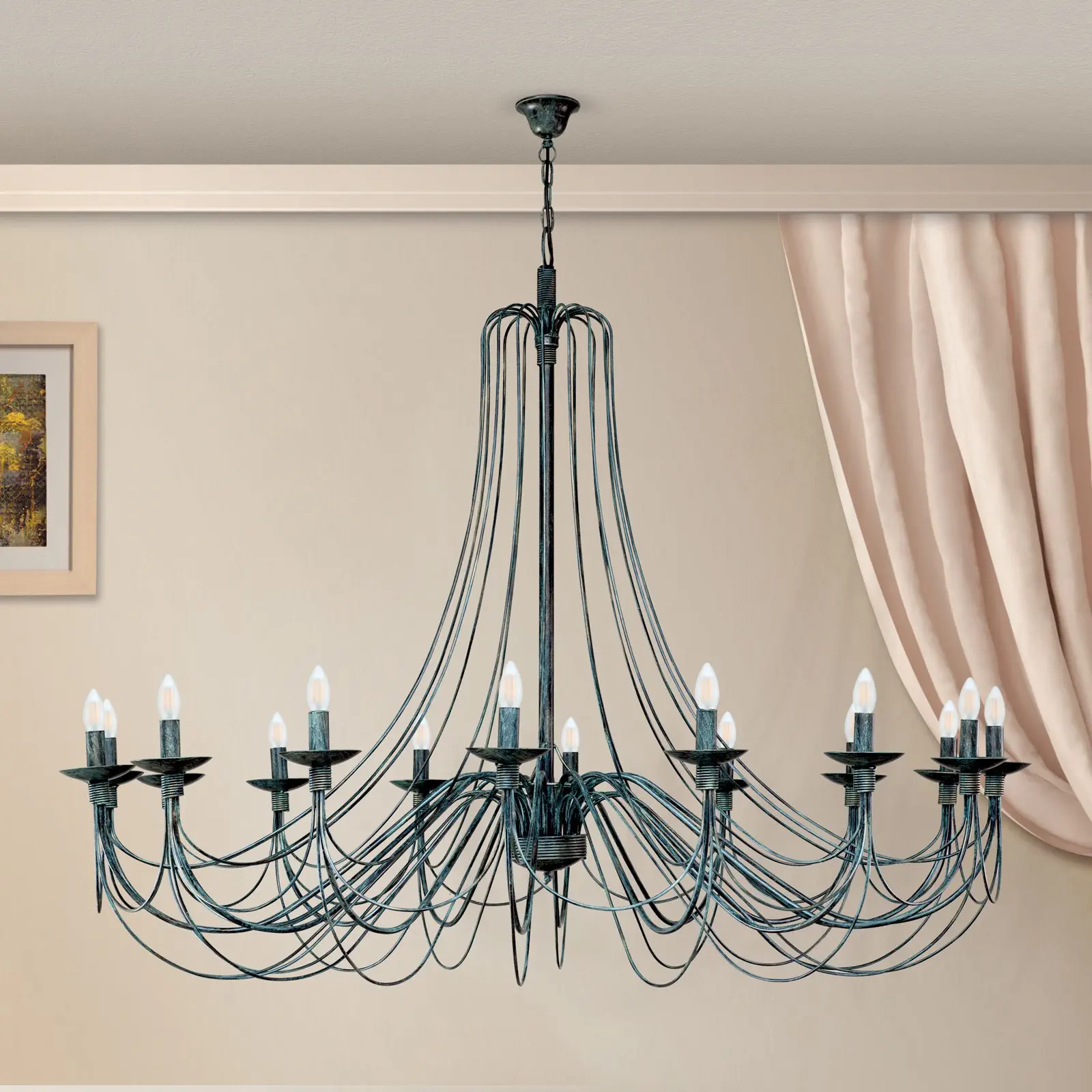 Luster VELA, 16 izvora svetla, antik - 3