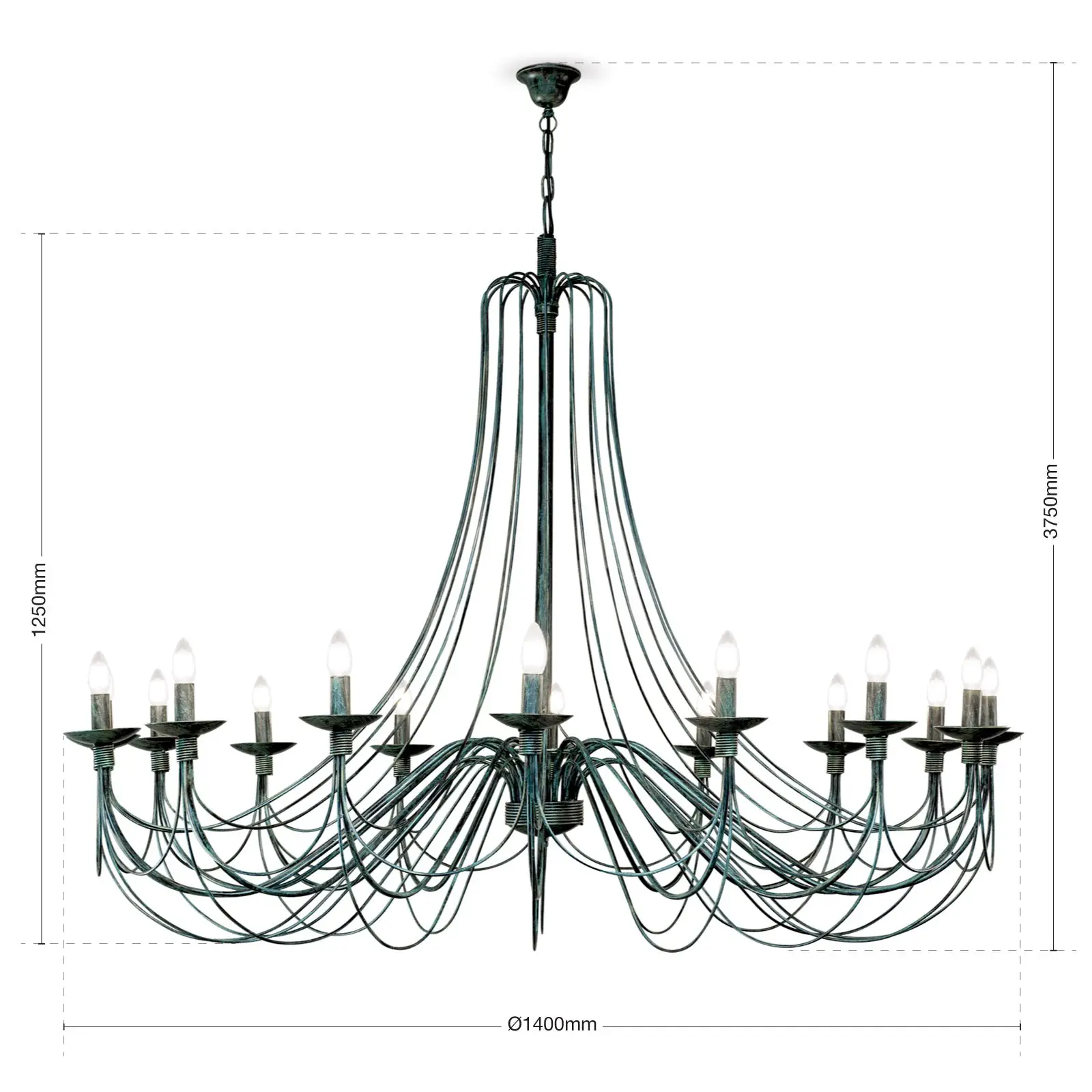 Luster VELA, 16 izvora svetla, antik - 7