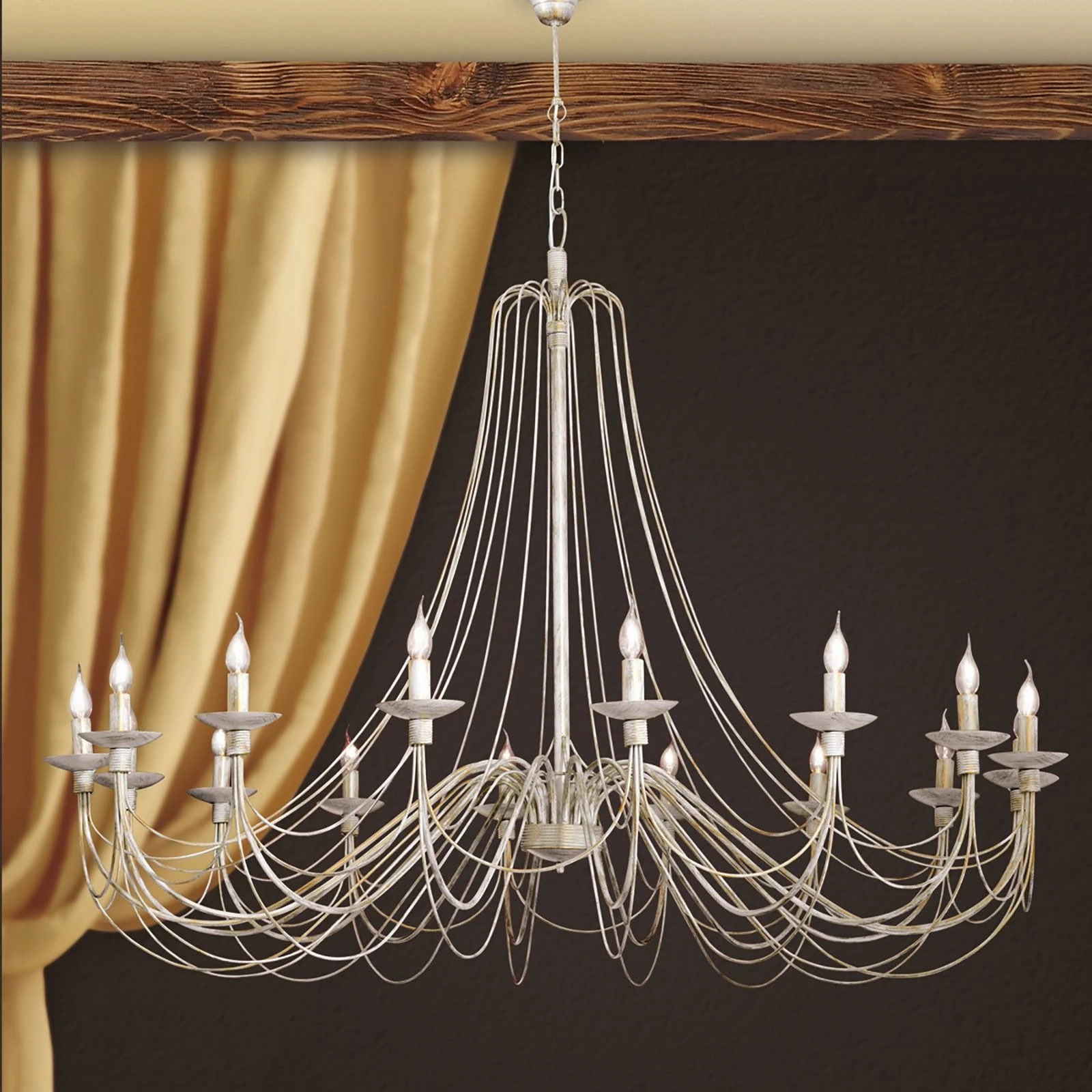Luster VELA, 16 izvora svetla, slonovača–zlato - 2