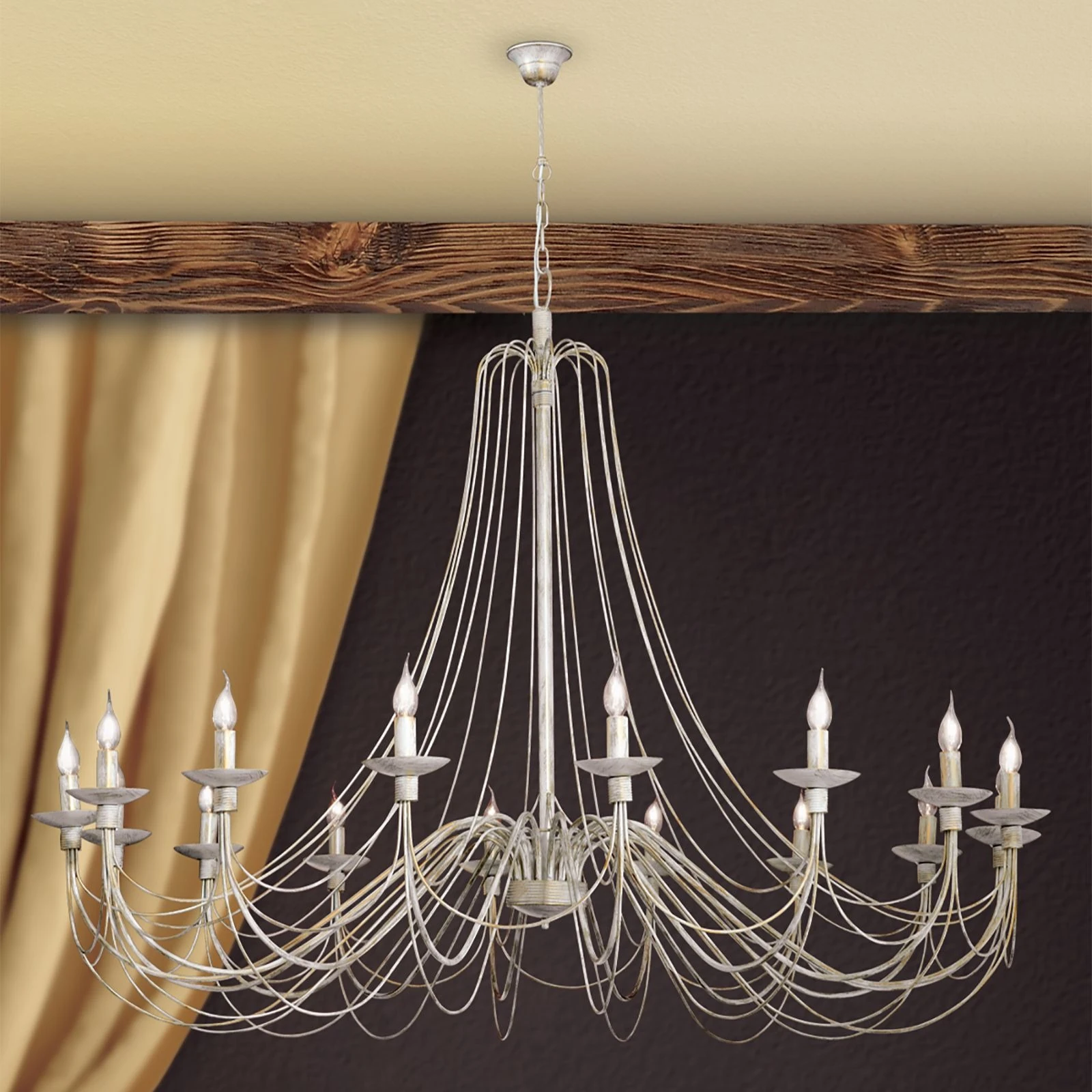 Luster VELA, 16 izvora svetla, slonovača–zlato - 4