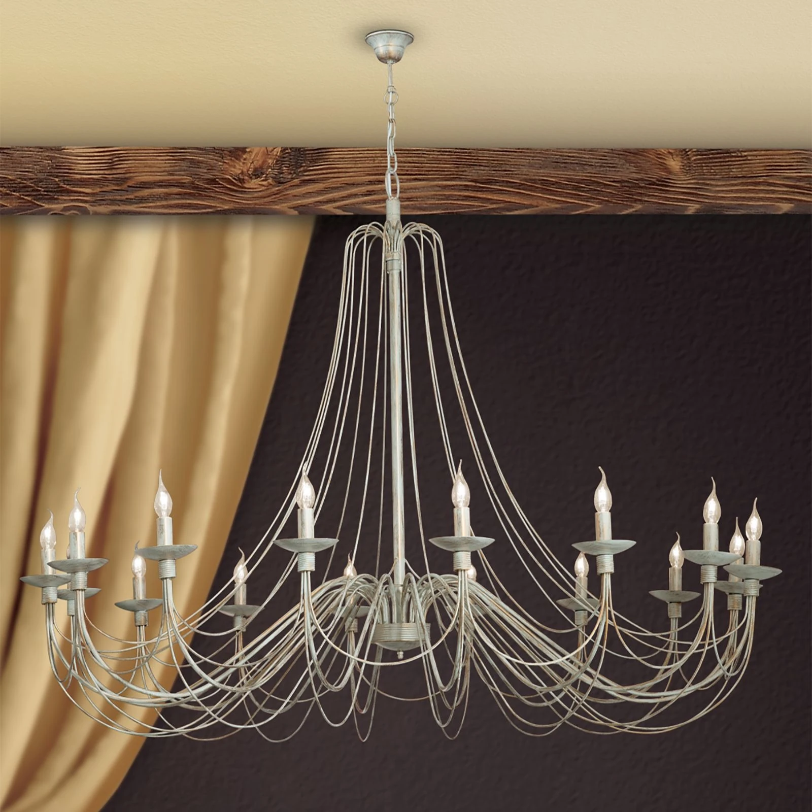 Luster VELA, 16 izvora svetla, slonovača–zlato - 5