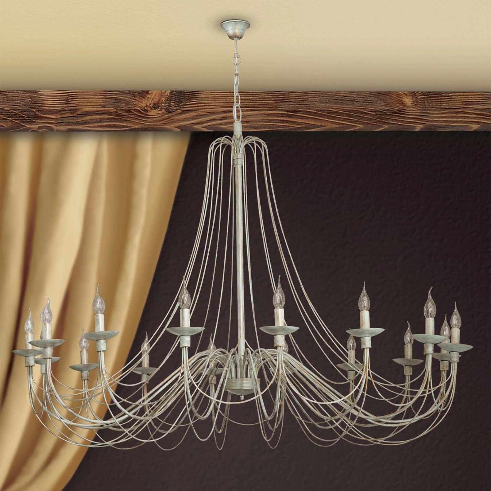 Luster VELA, 16 izvora svetla, slonovača–zlato - 6