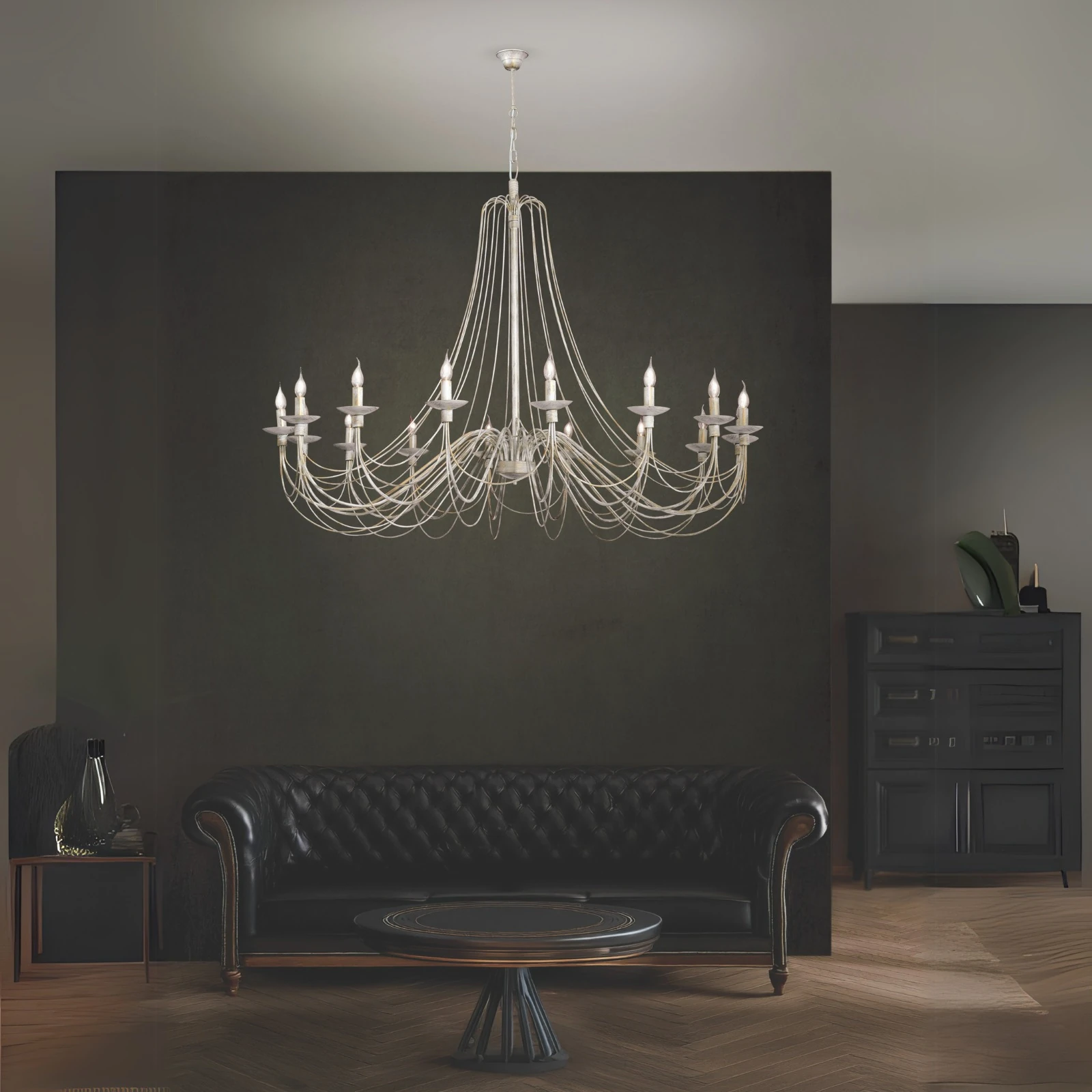 Luster VELA, 16 izvora svetla, slonovača–zlato - 9