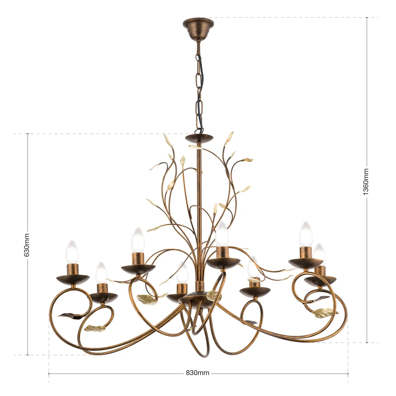 Luster LUCA, 8 izvora svetla, antik - 7