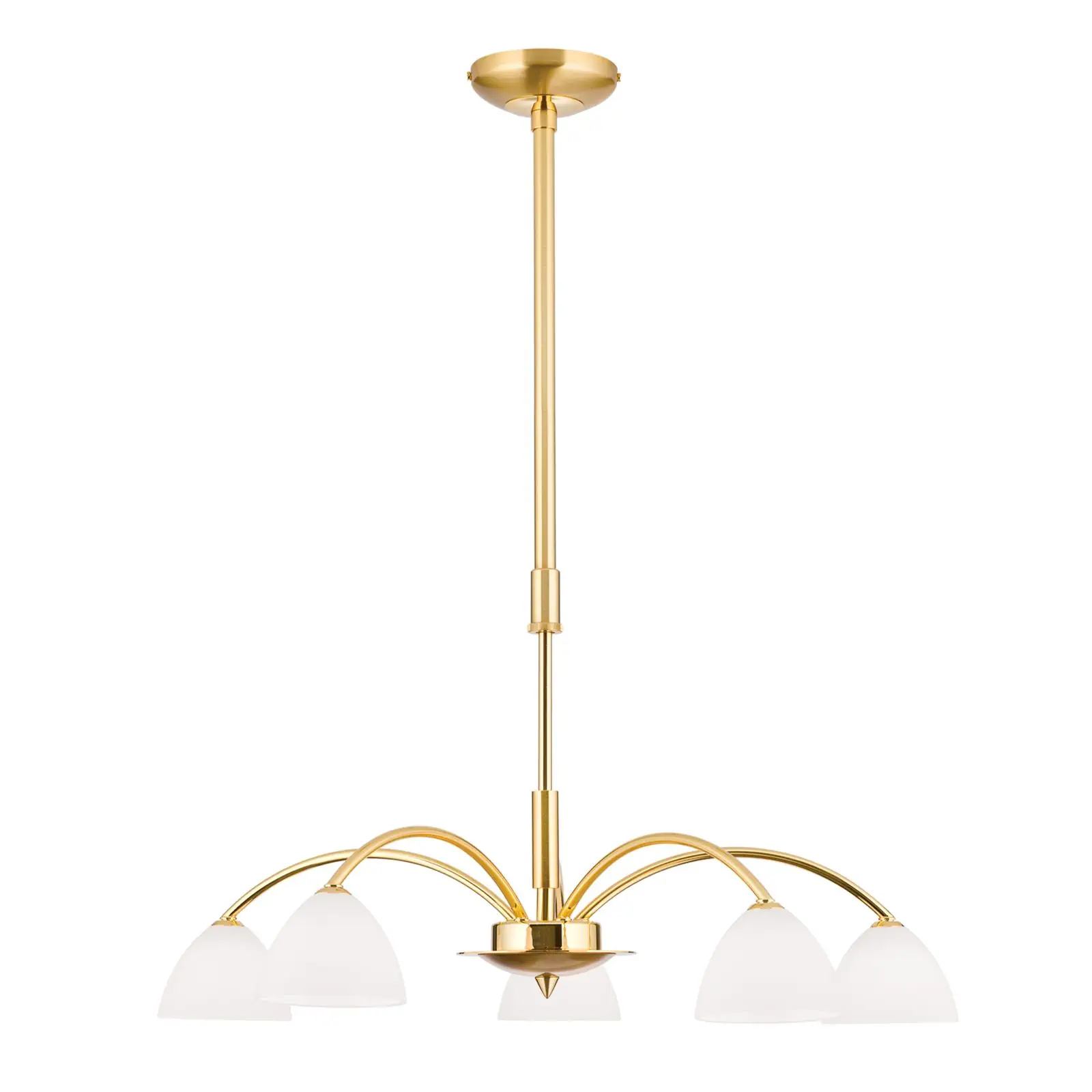 Luster OPALDESIGN, 5 izvora svetla, mat zlatna, sa opalnim staklom - 4
