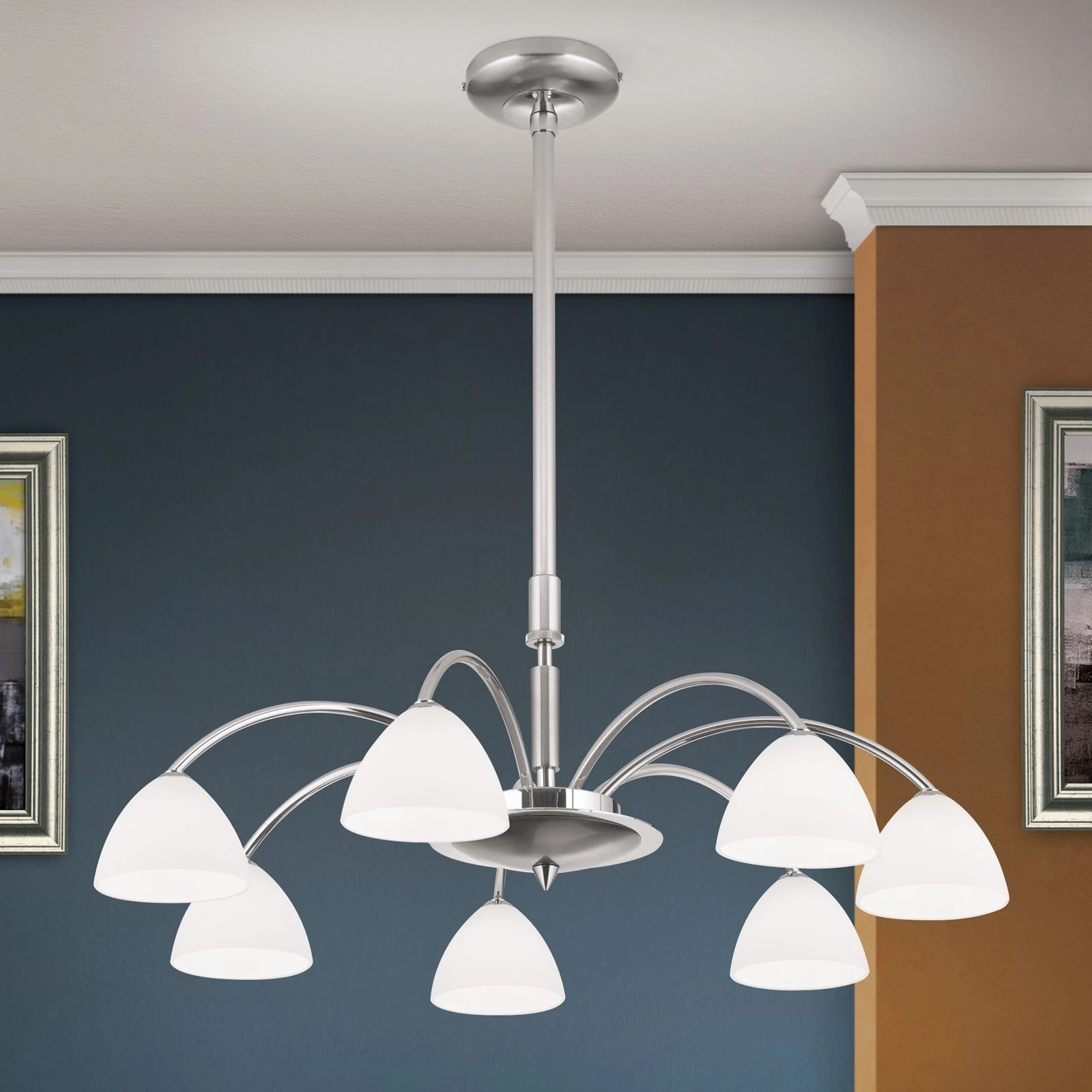 Luster OPALDESIGN, 7 izvora svetla, saten hrom, opalno staklo - 2