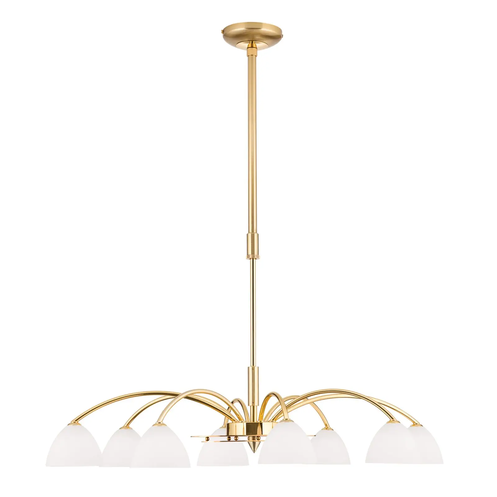 Luster OPALDESIGN, 8 izvora svetla, mat zlatna, sa opalnim staklom - 4