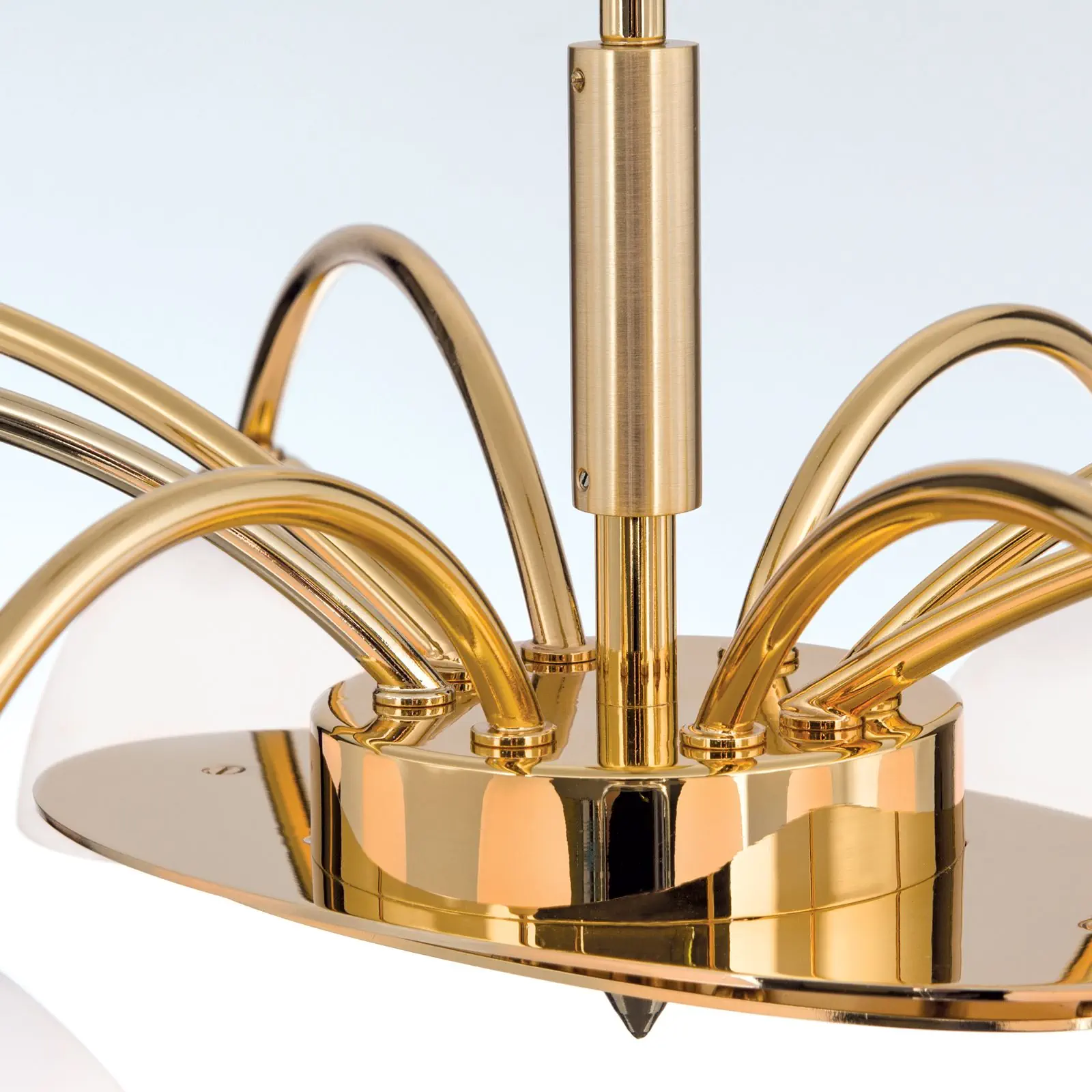 Luster OPALDESIGN, 8 izvora svetla, mat zlatna, sa opalnim staklom - 6