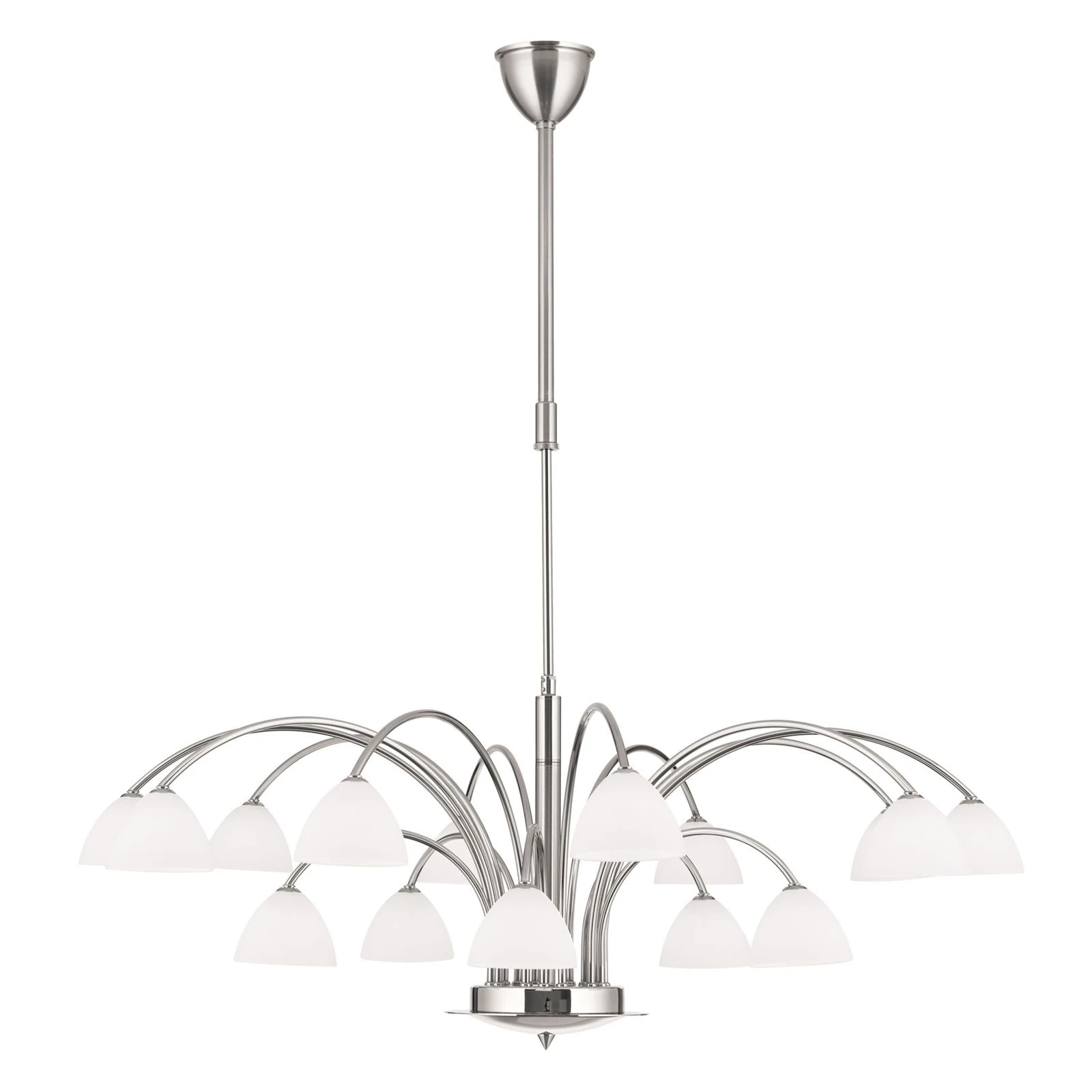 Luster OPALDESIGN, 15 izvora svetla, saten hrom, opalno staklo - 4