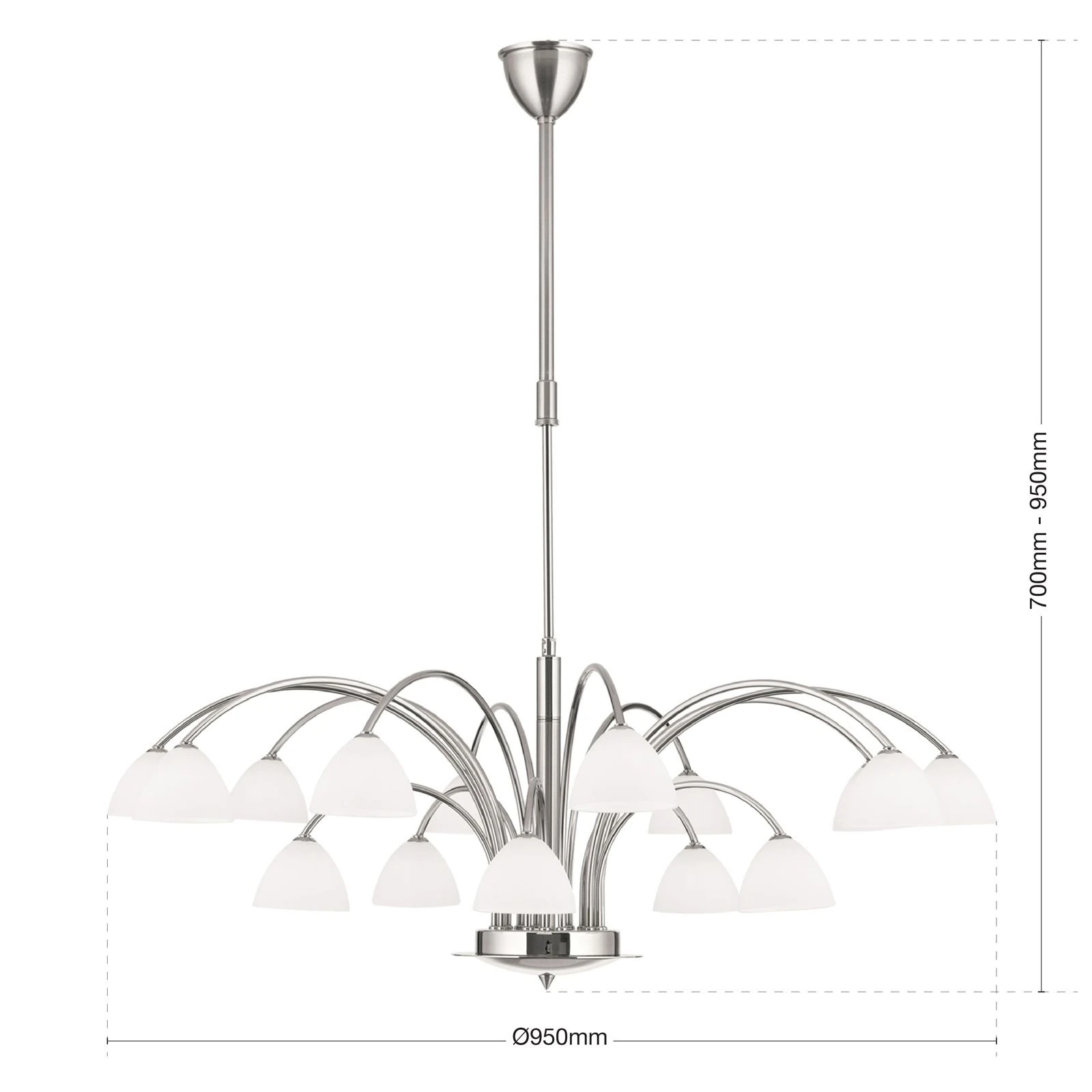 Luster OPALDESIGN, 15 izvora svetla, saten hrom, opalno staklo - 7