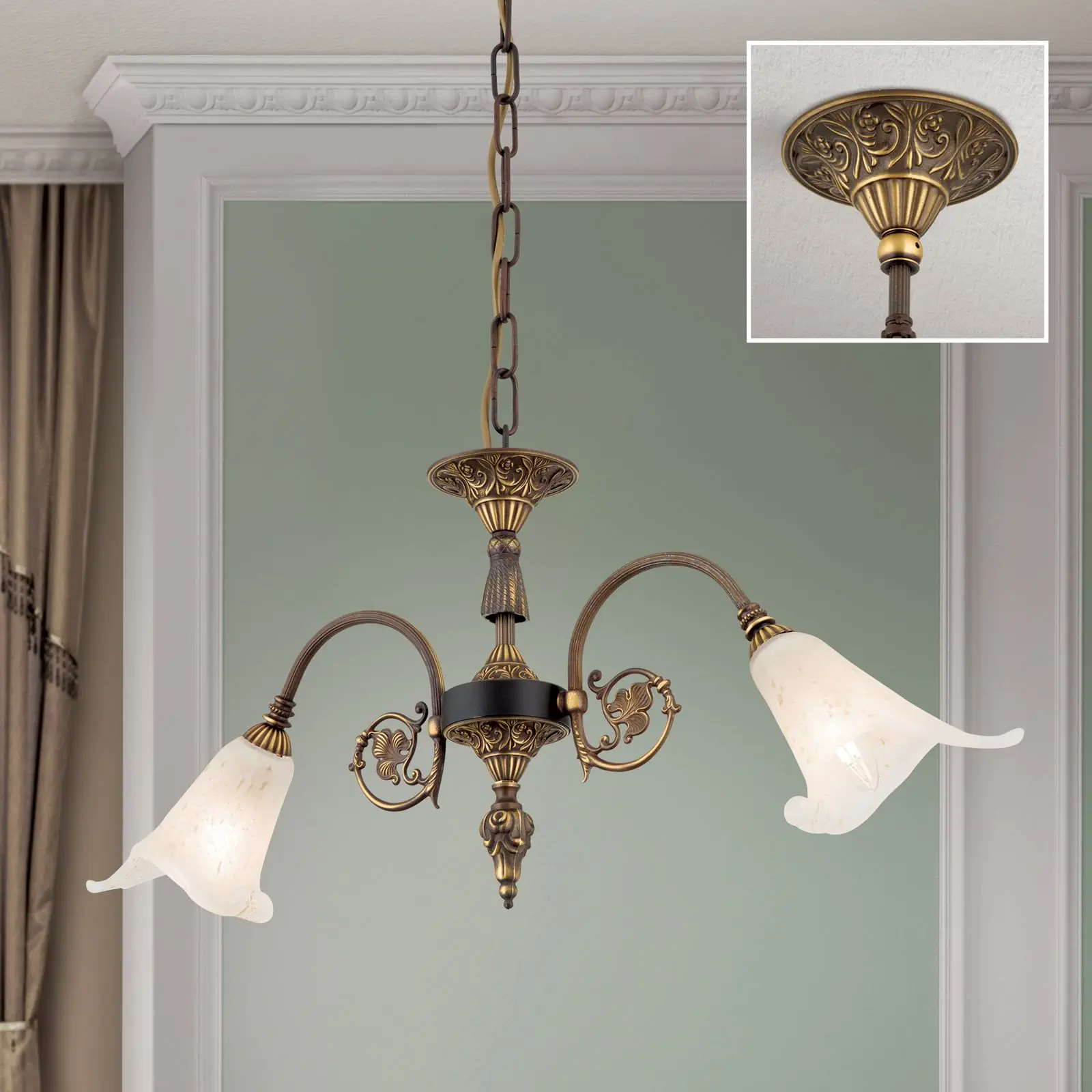 Luster TOSCA, 2 izvora svetla, antik patina - 2