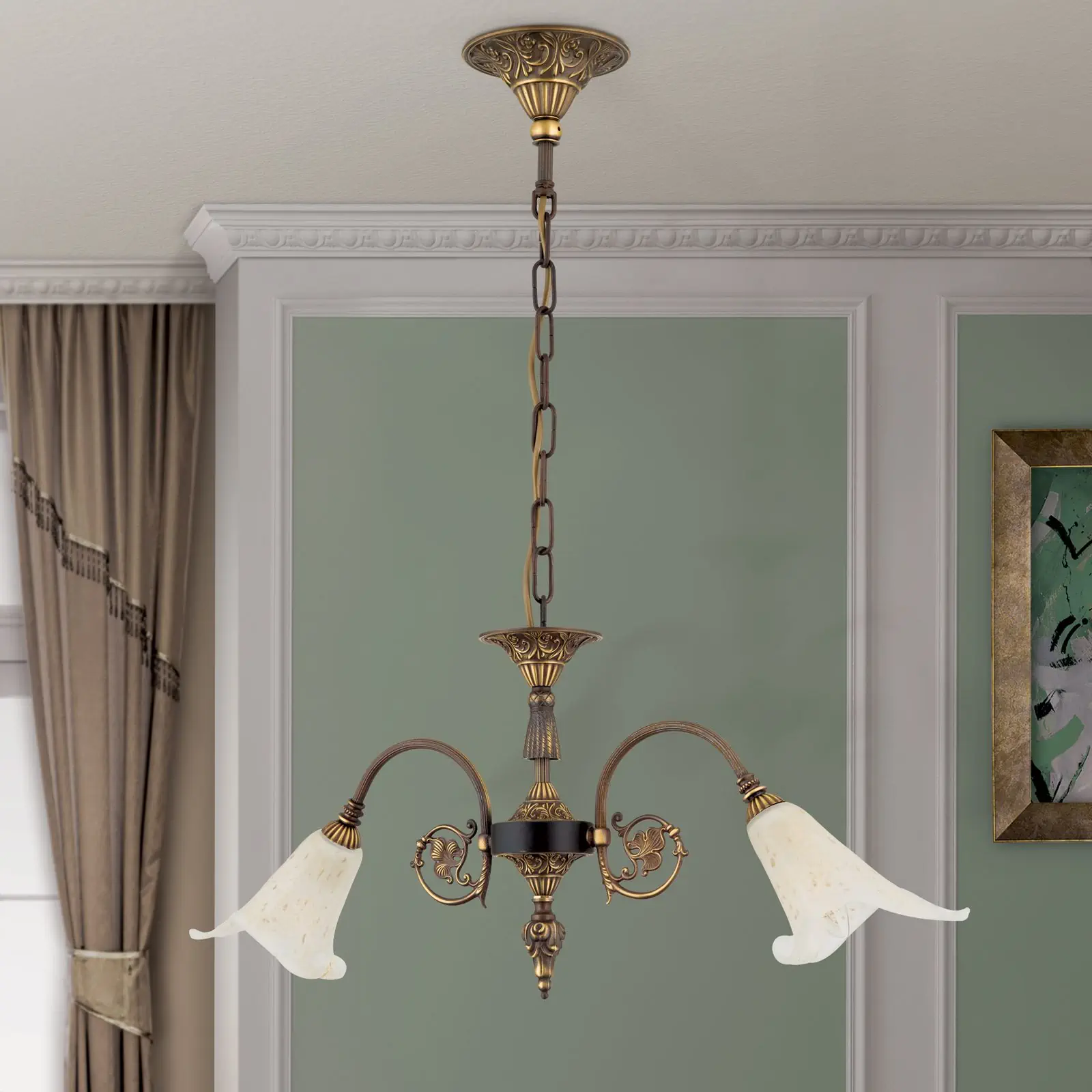 Luster TOSCA, 2 izvora svetla, antik patina - 3