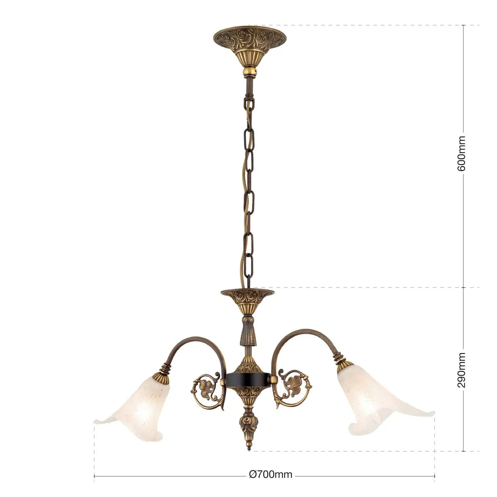 Luster TOSCA, 2 izvora svetla, antik patina - 7