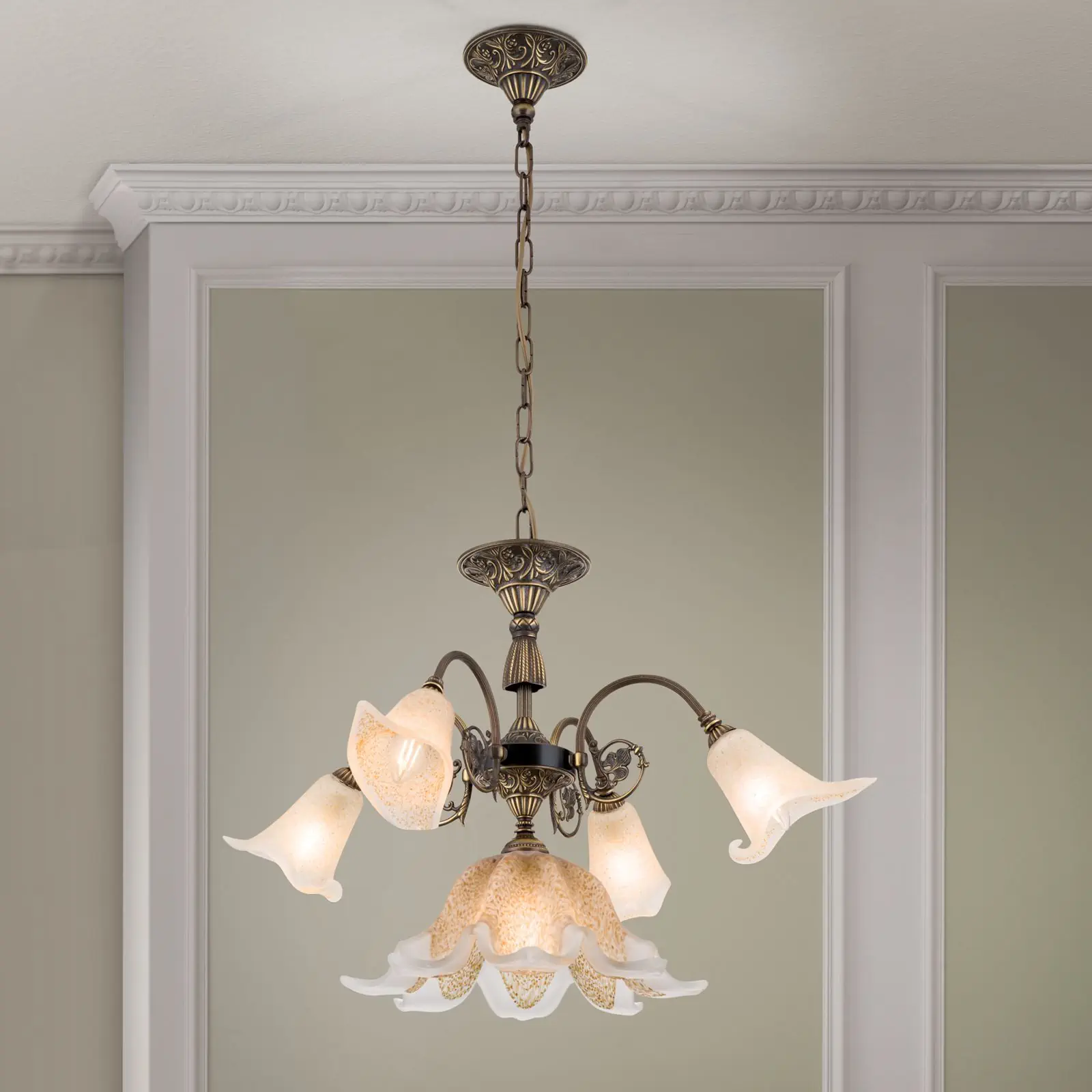 Luster TOSCA, 5 izvora svetla, antik mesing