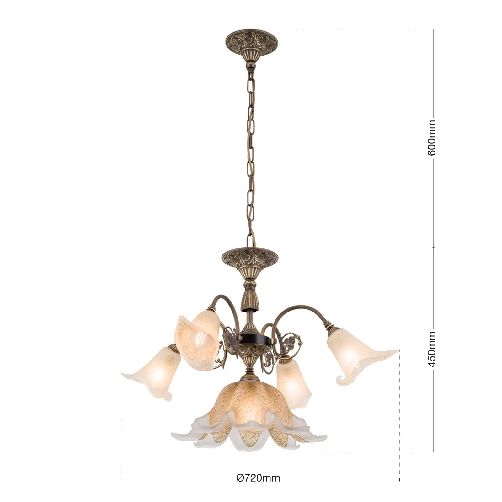 Luster TOSCA, 5 izvora svetla, antik mesing - 7