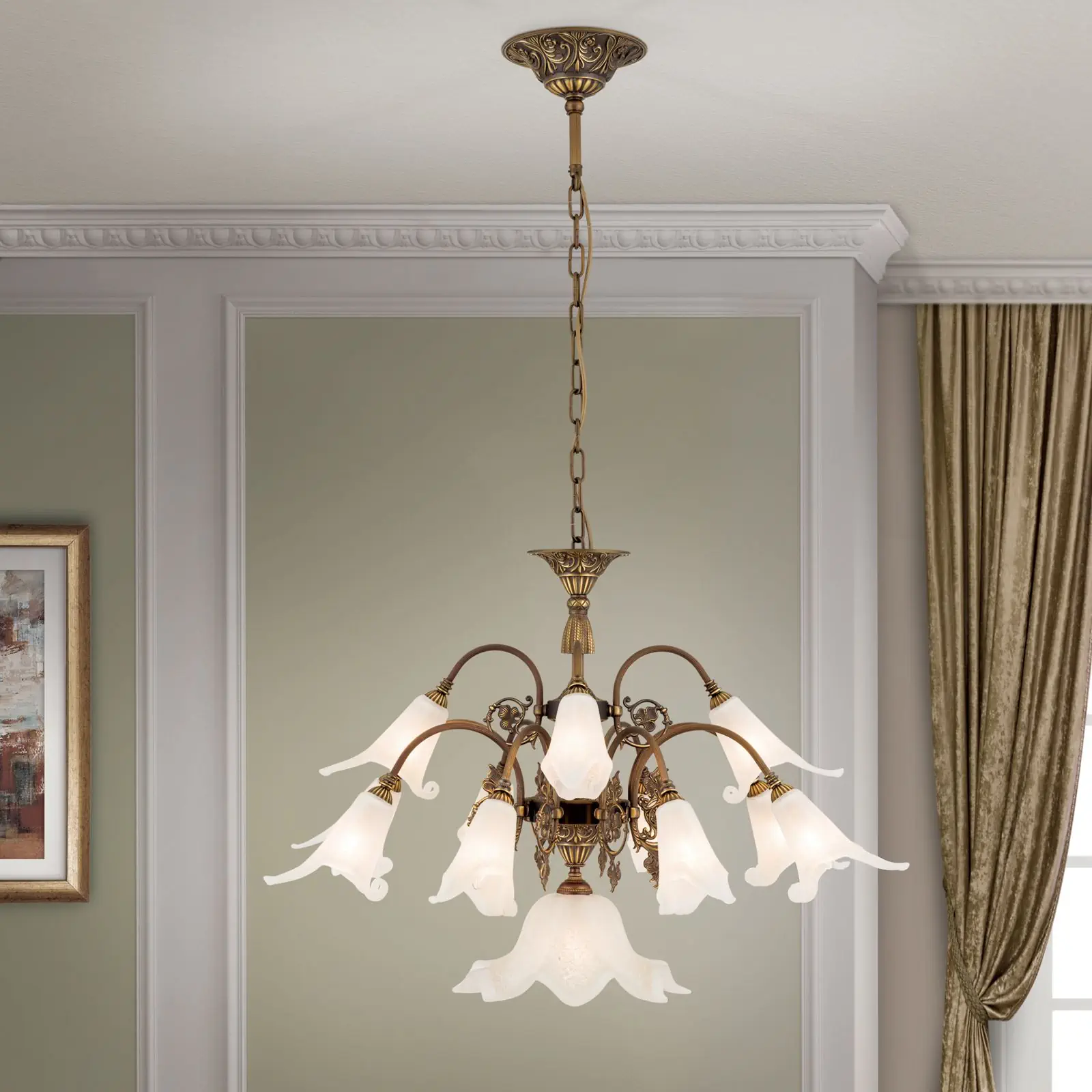 Luster TOSCA, 13 izvora svetla, antik patina