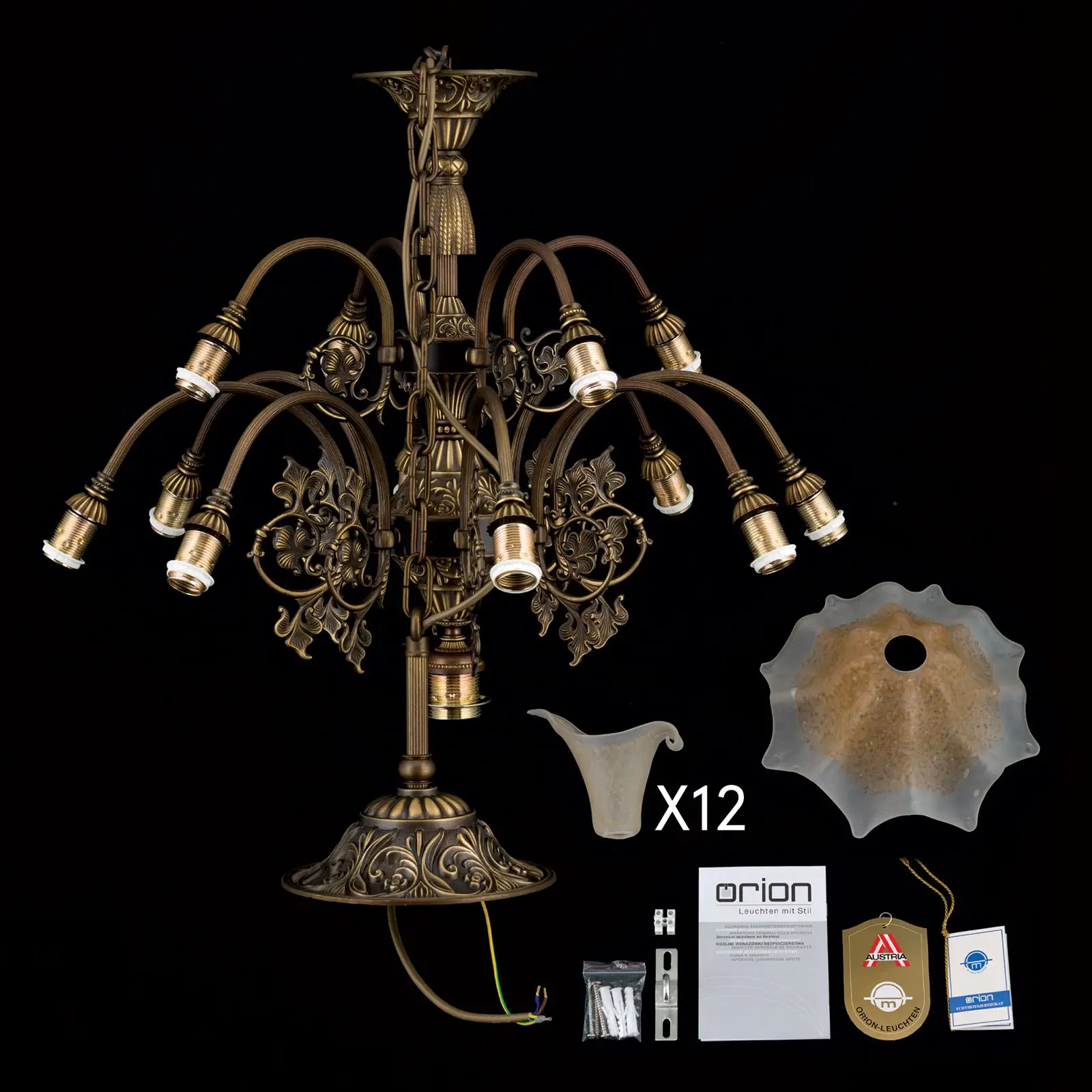 Luster TOSCA, 13 izvora svetla, antik patina - 8