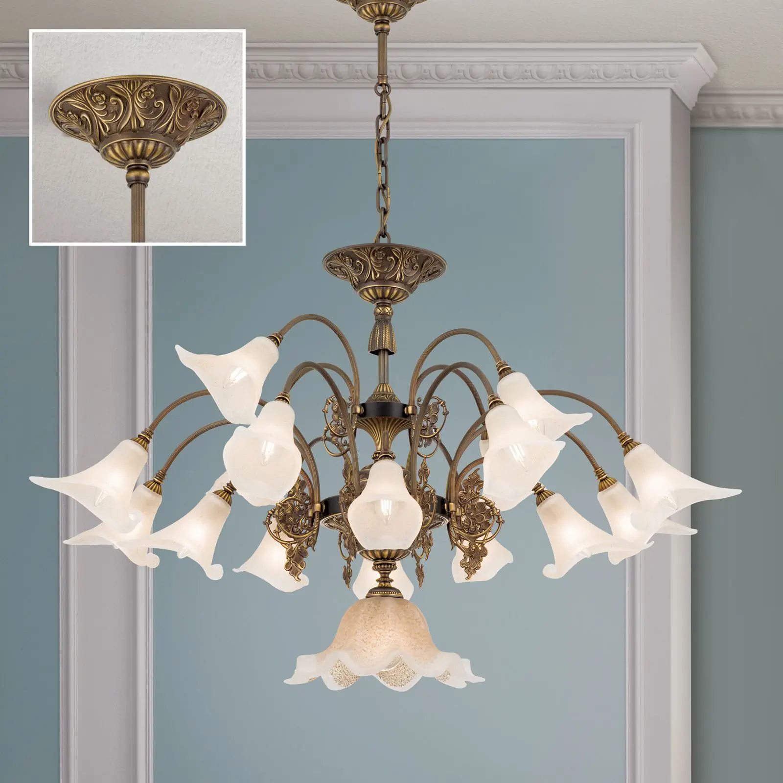 Luster TOSCA, 17 izvora svetla, antik patina - 2