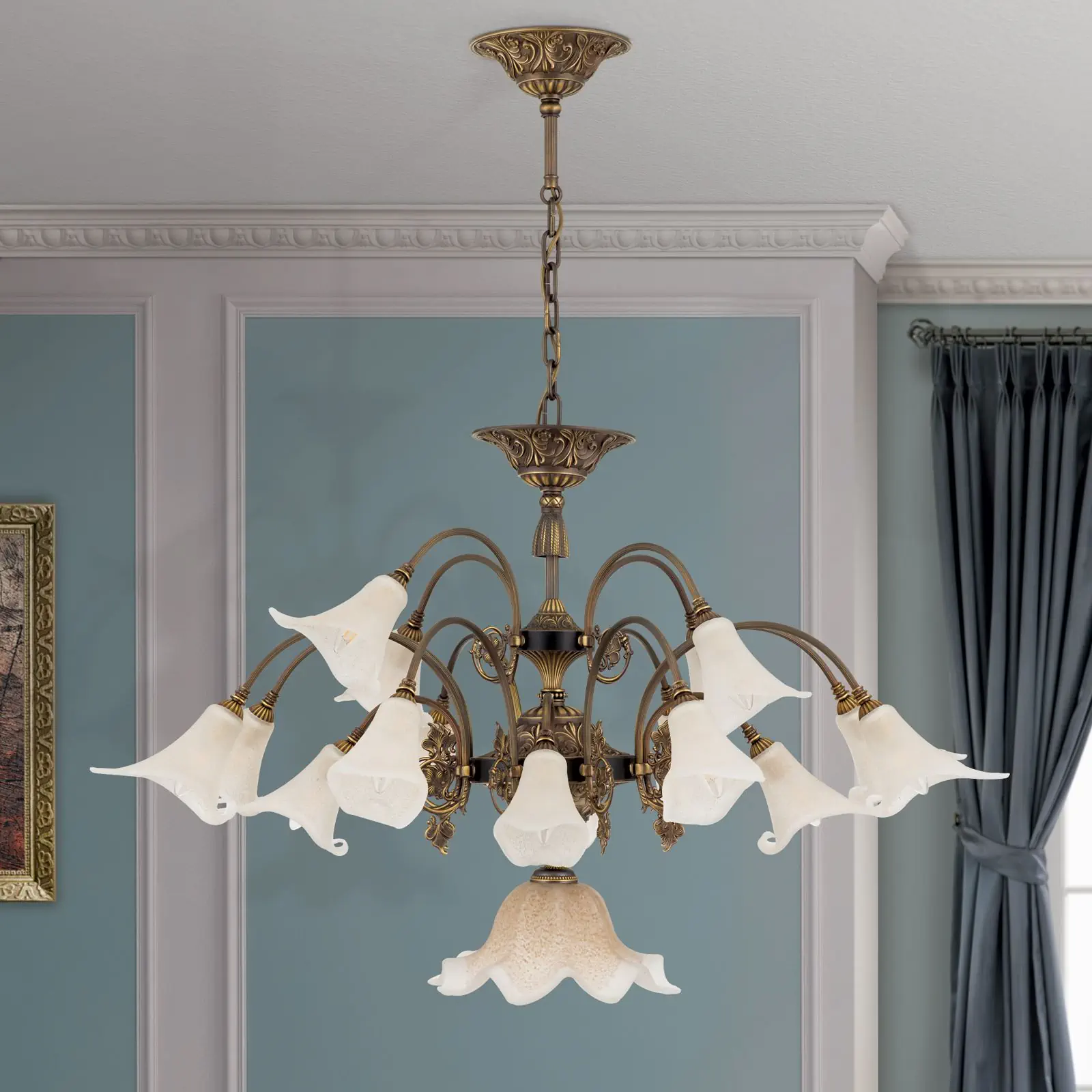 Luster TOSCA, 17 izvora svetla, antik patina - 3