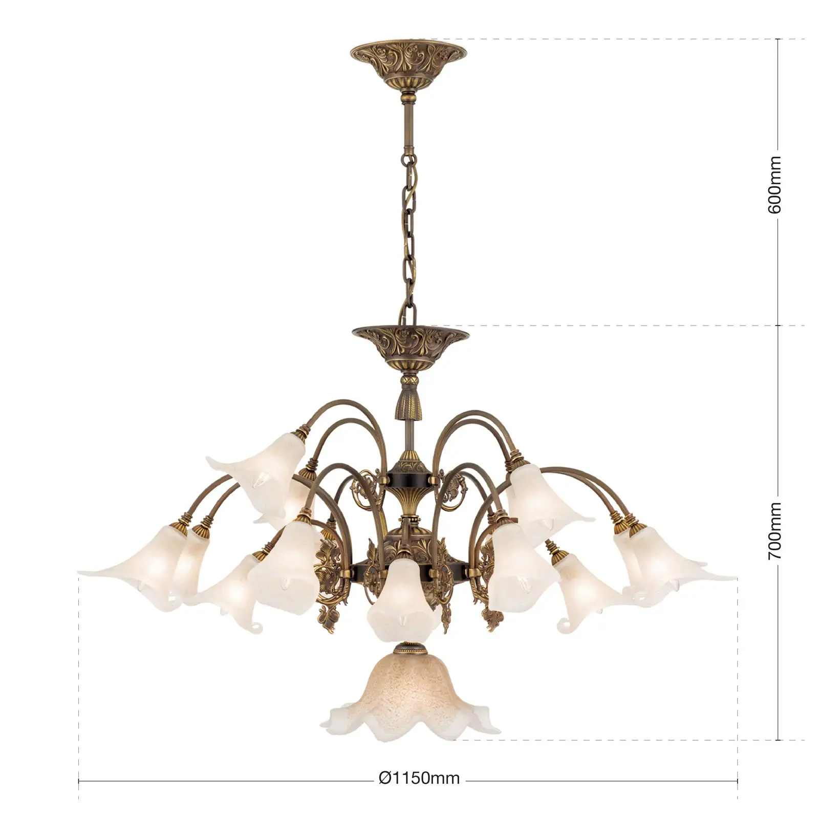 Luster TOSCA, 17 izvora svetla, antik patina - 7