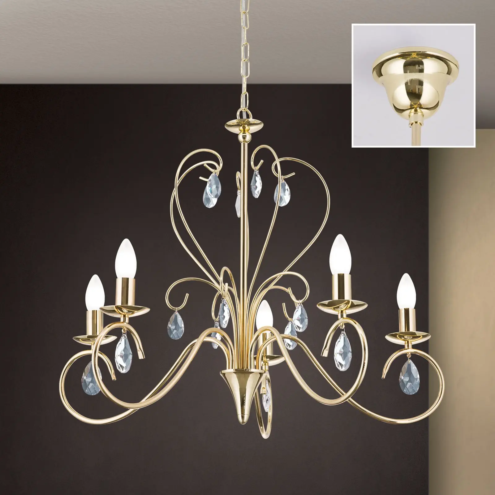 Luster ALESSIA, 5 izvora svetla, zlato - 3