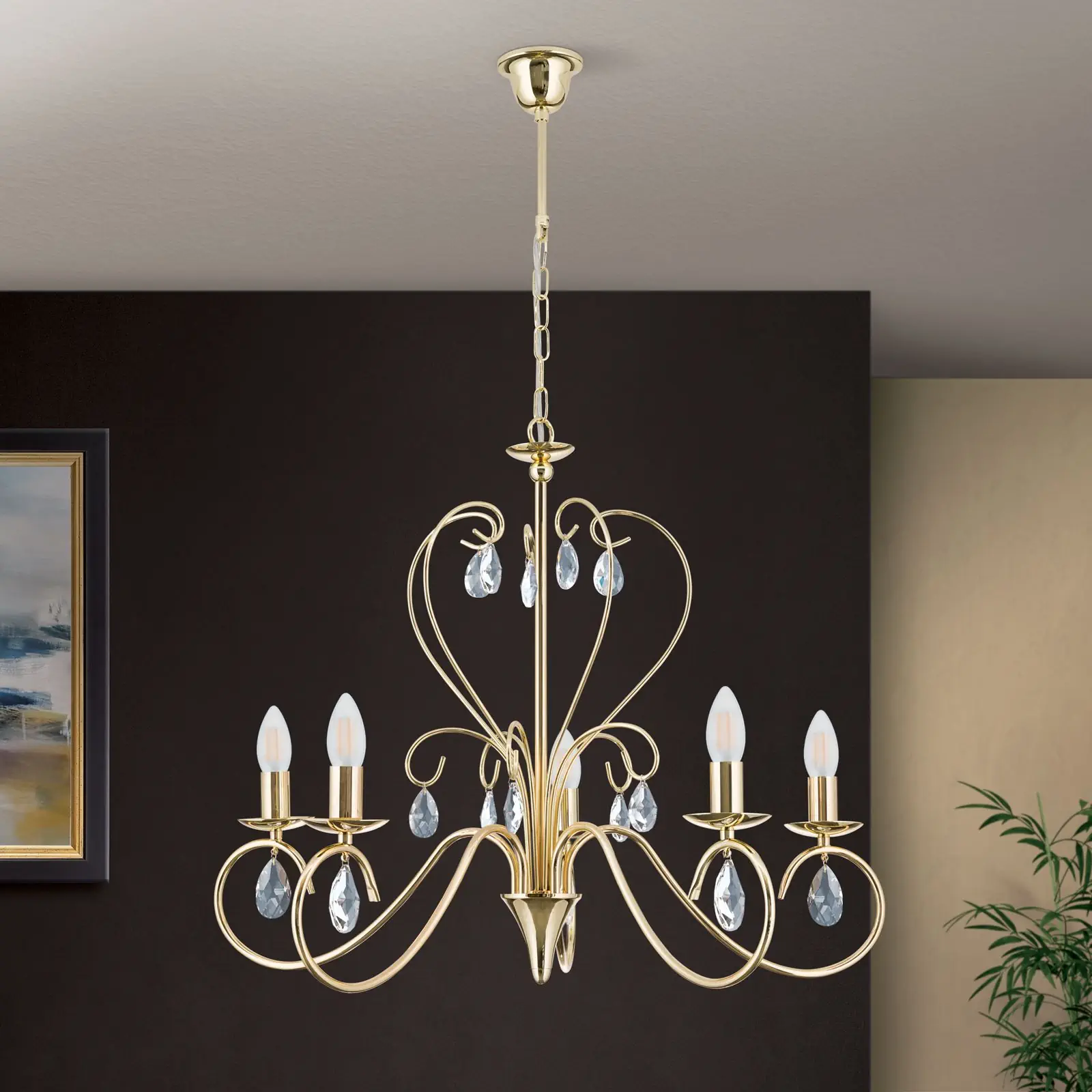 Luster ALESSIA, 5 izvora svetla, zlato - 4