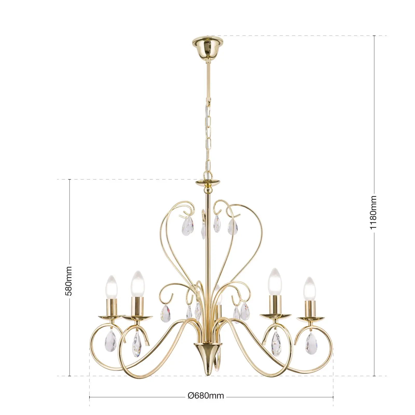 Luster ALESSIA, 5 izvora svetla, zlato - 8