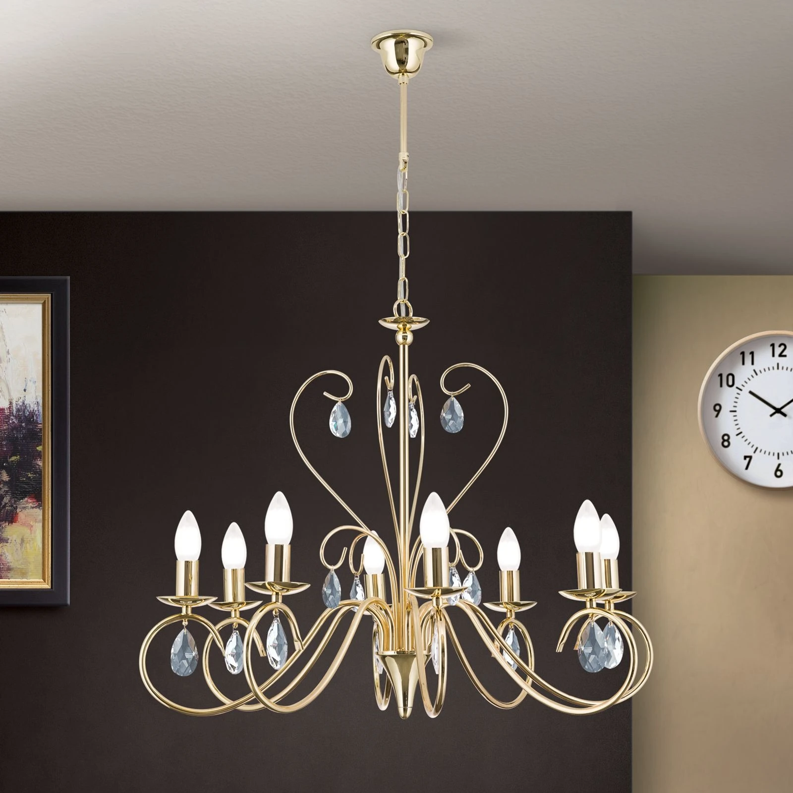 Luster ALESSIA, 8 izvora svetla, 24-karatno pozlaćeno - 1