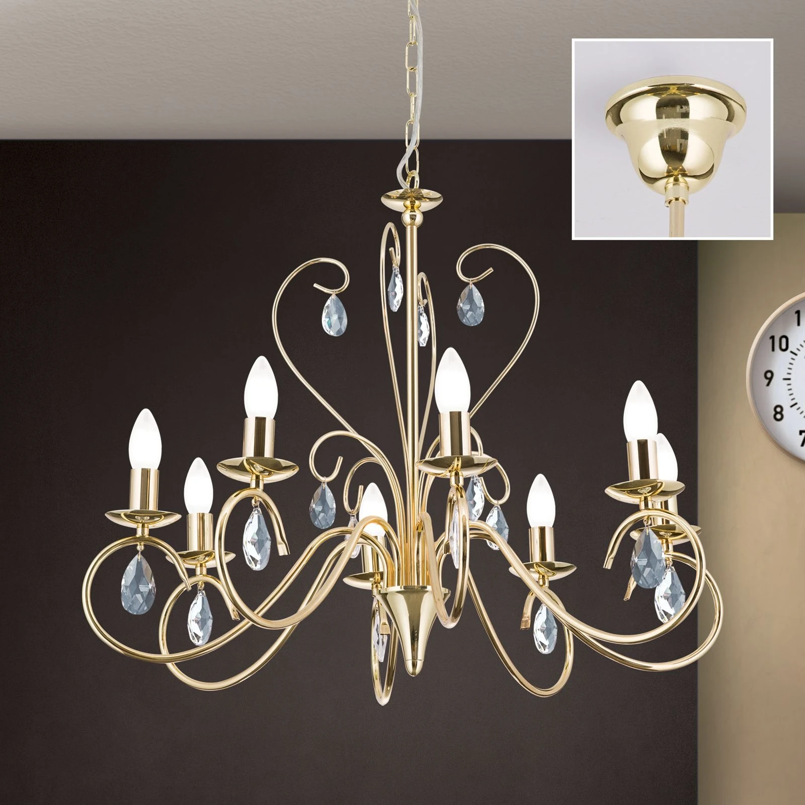 Luster ALESSIA, 8 izvora svetla, 24-karatno pozlaćeno - 2