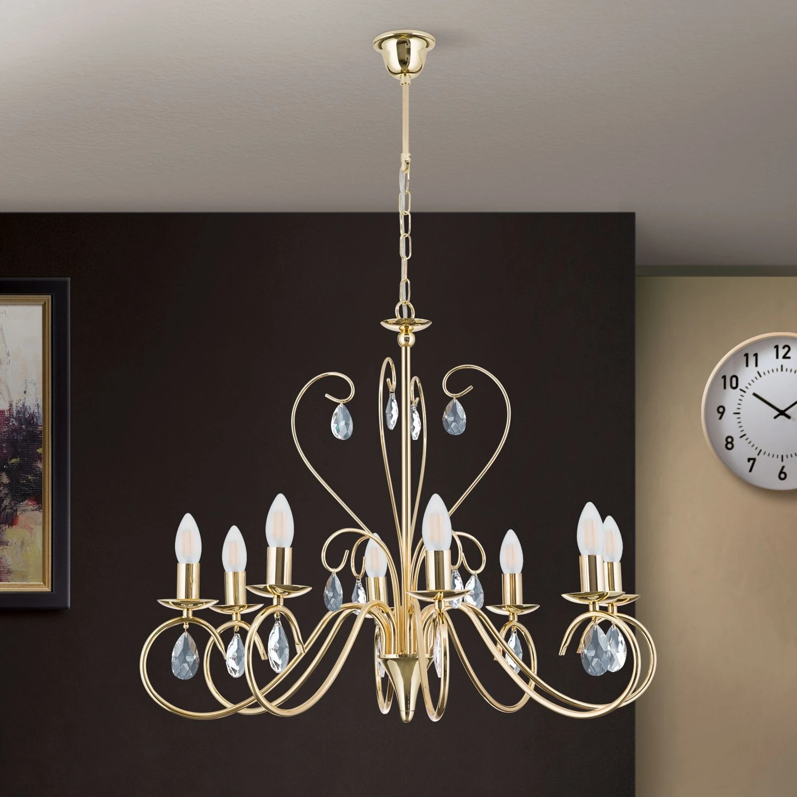 Luster ALESSIA, 8 izvora svetla, 24-karatno pozlaćeno - 3