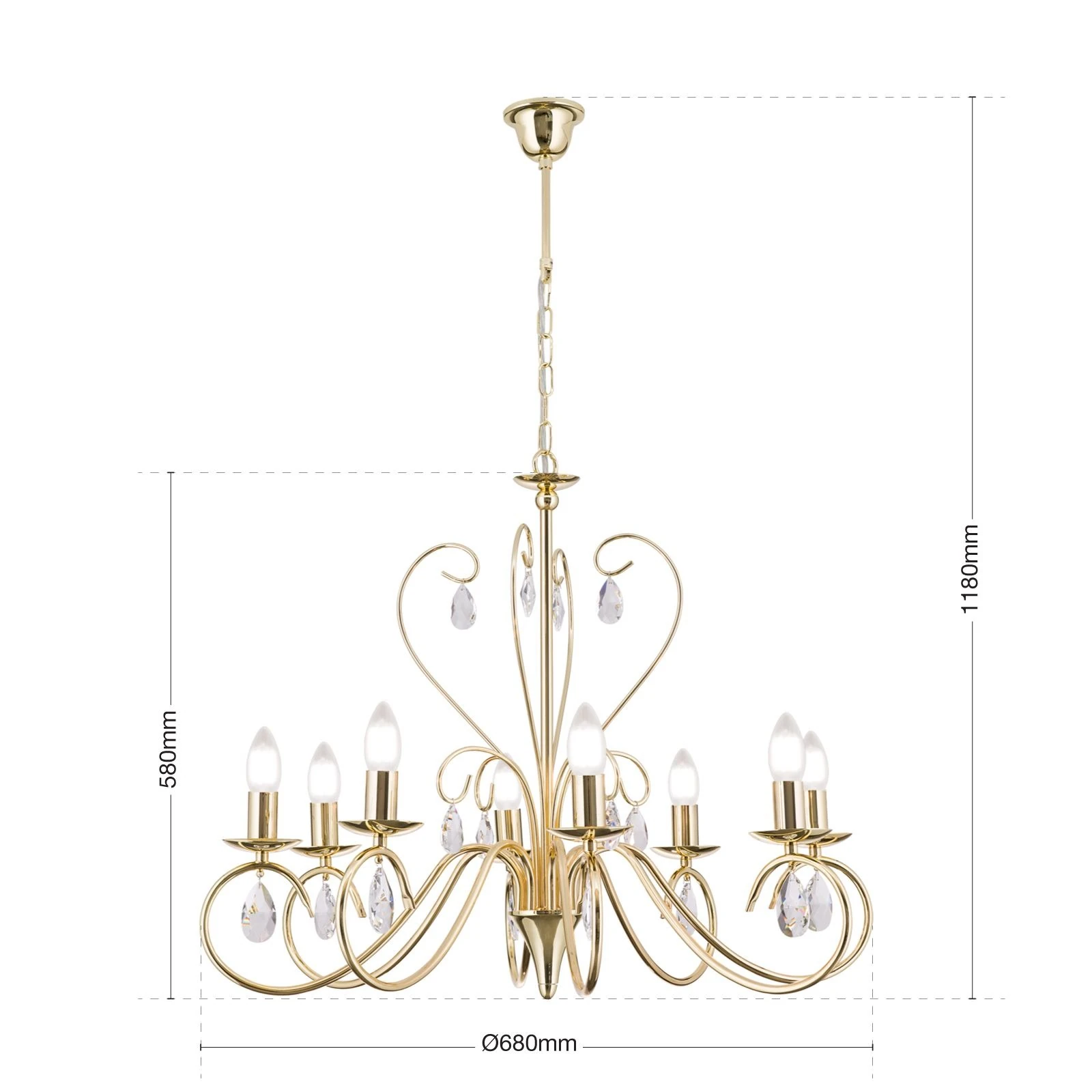 Luster ALESSIA, 8 izvora svetla, 24-karatno pozlaćeno - 7