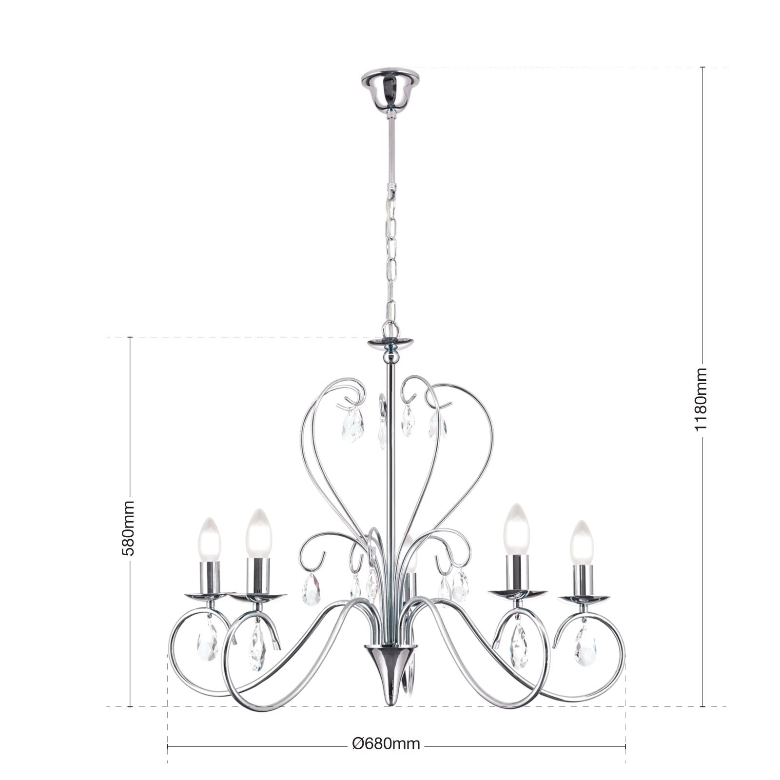 Luster ALESSIA, 5 izvora svetla, hrom - 7