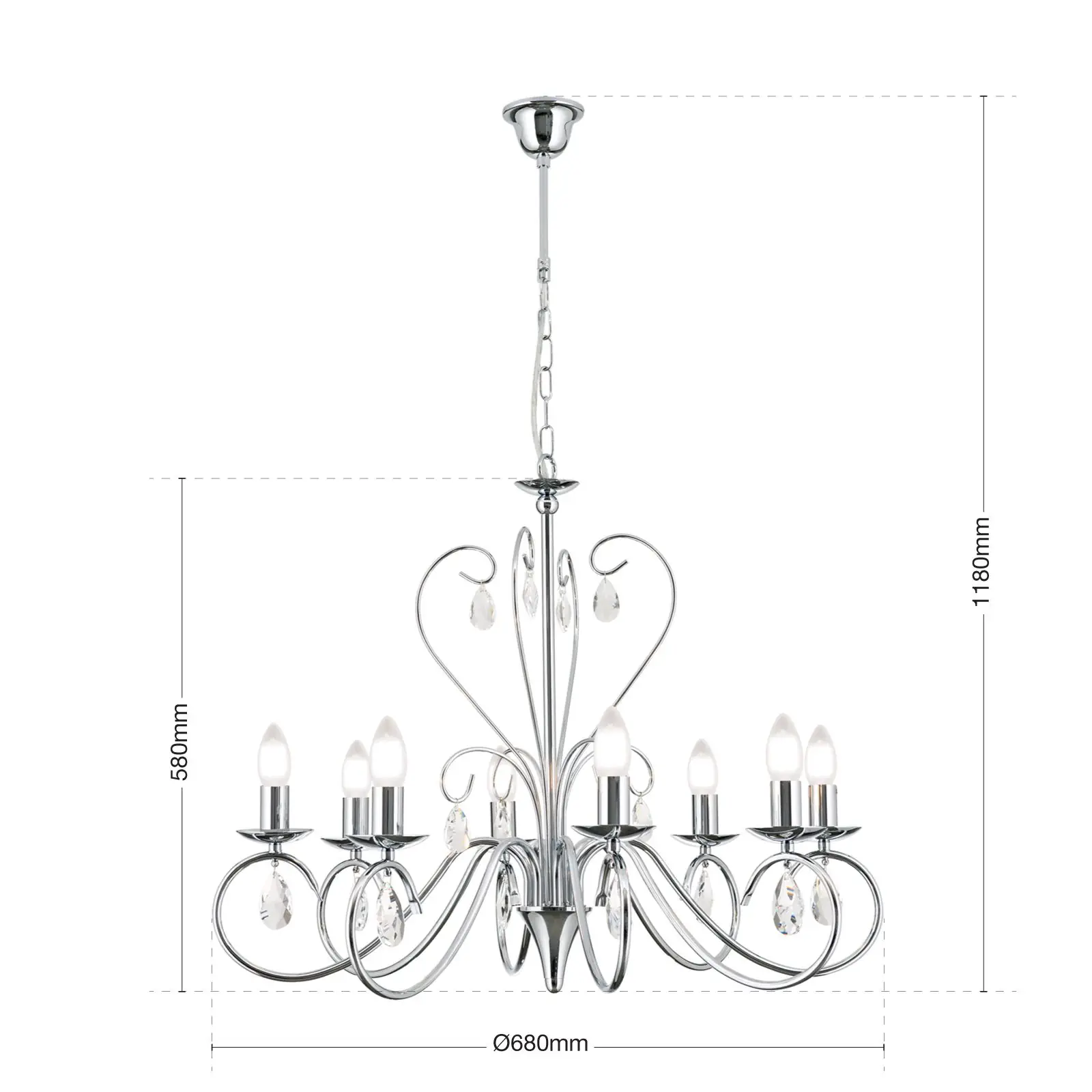 Luster ALESSIA, 8 izvora svetla, hrom - 7