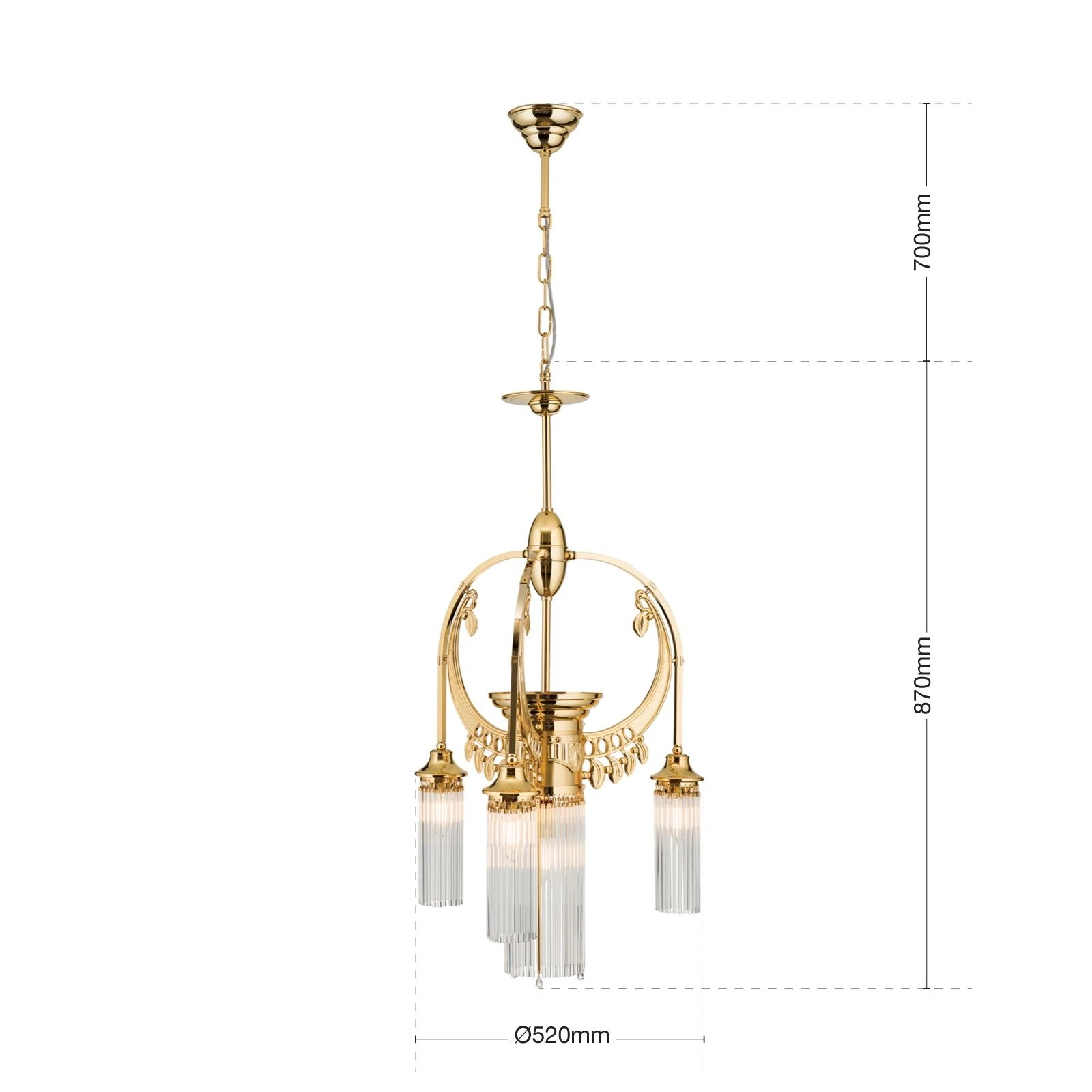 Luster ADELE, 4 izvora svetla, 24-karatno pozlaćen, štapići od kristalnog stakla - 7