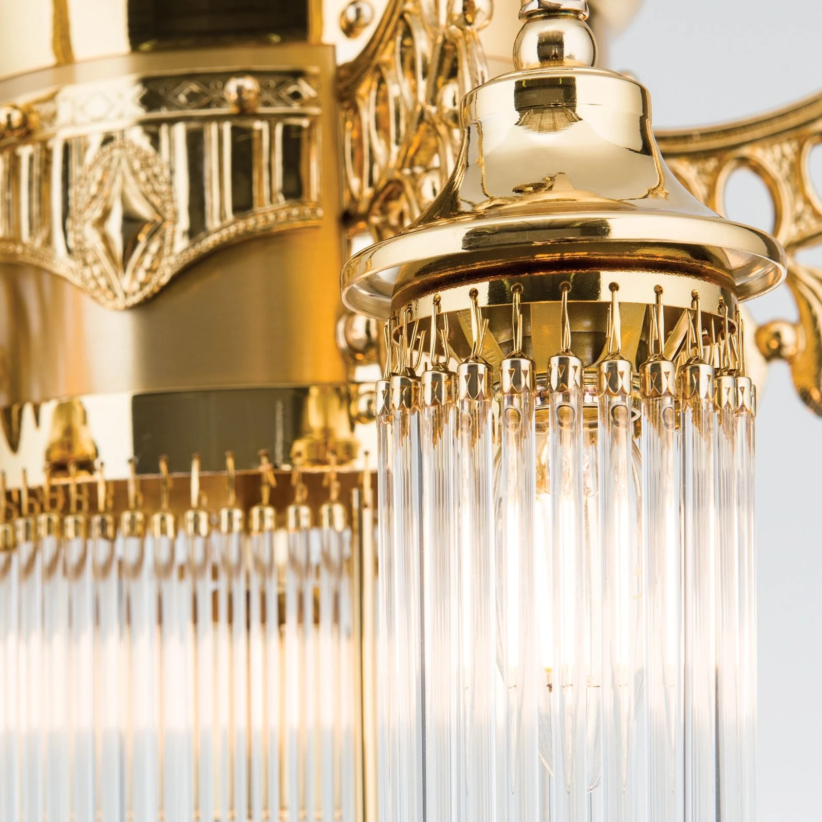 Luster ADELE, 6 izvora svetla, 24-karatno pozlaćen, štapići od kristalnog stakla - 6