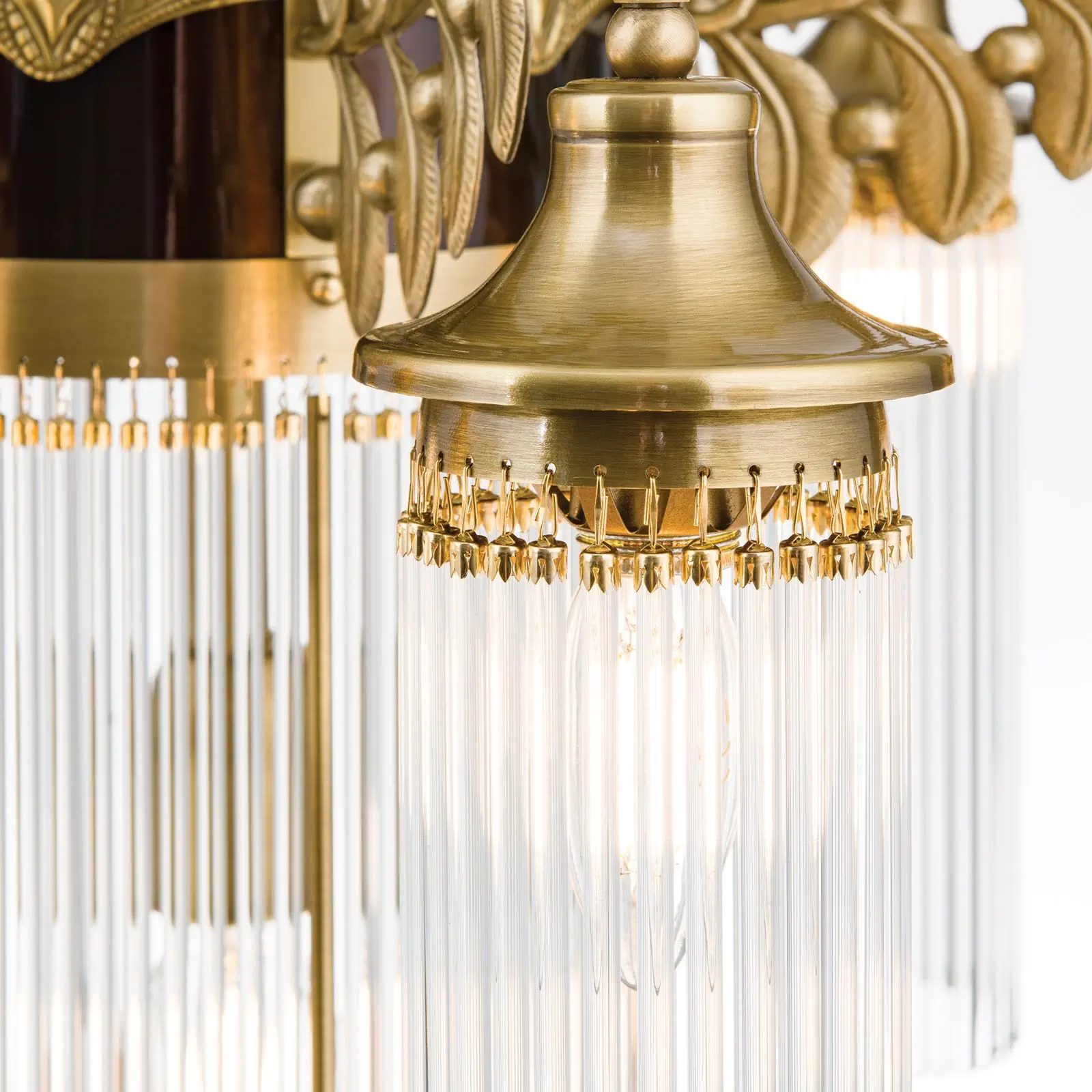 Luster ADELE, 7 izvora svetla, stari mesing, sa staklenim štapićima - 5