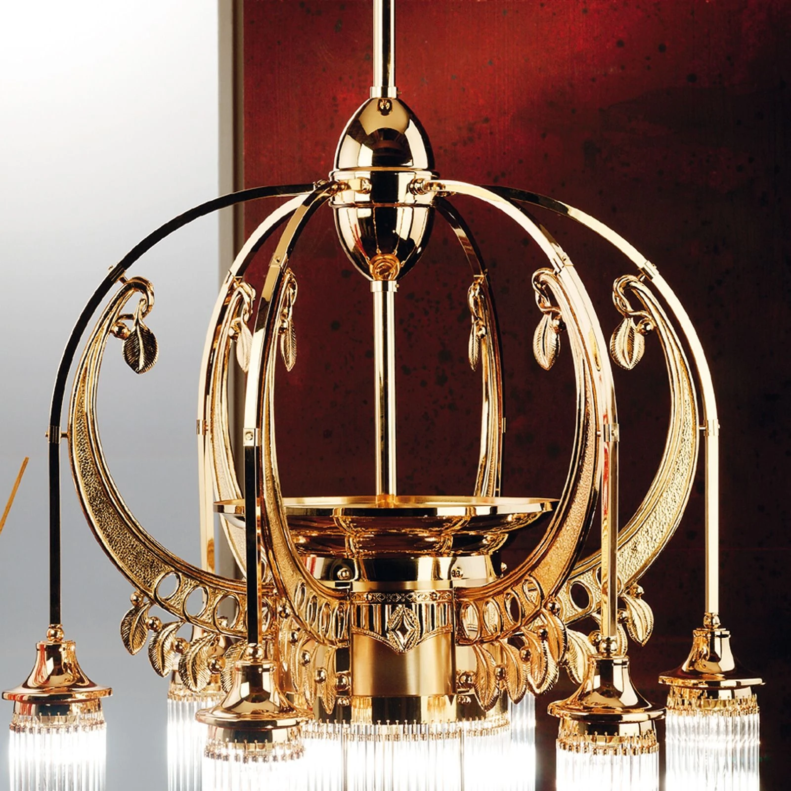 Luster ADELE, 7 izvora svetla, 24-karatno pozlaćen, štapići od kristalnog stakla - 2