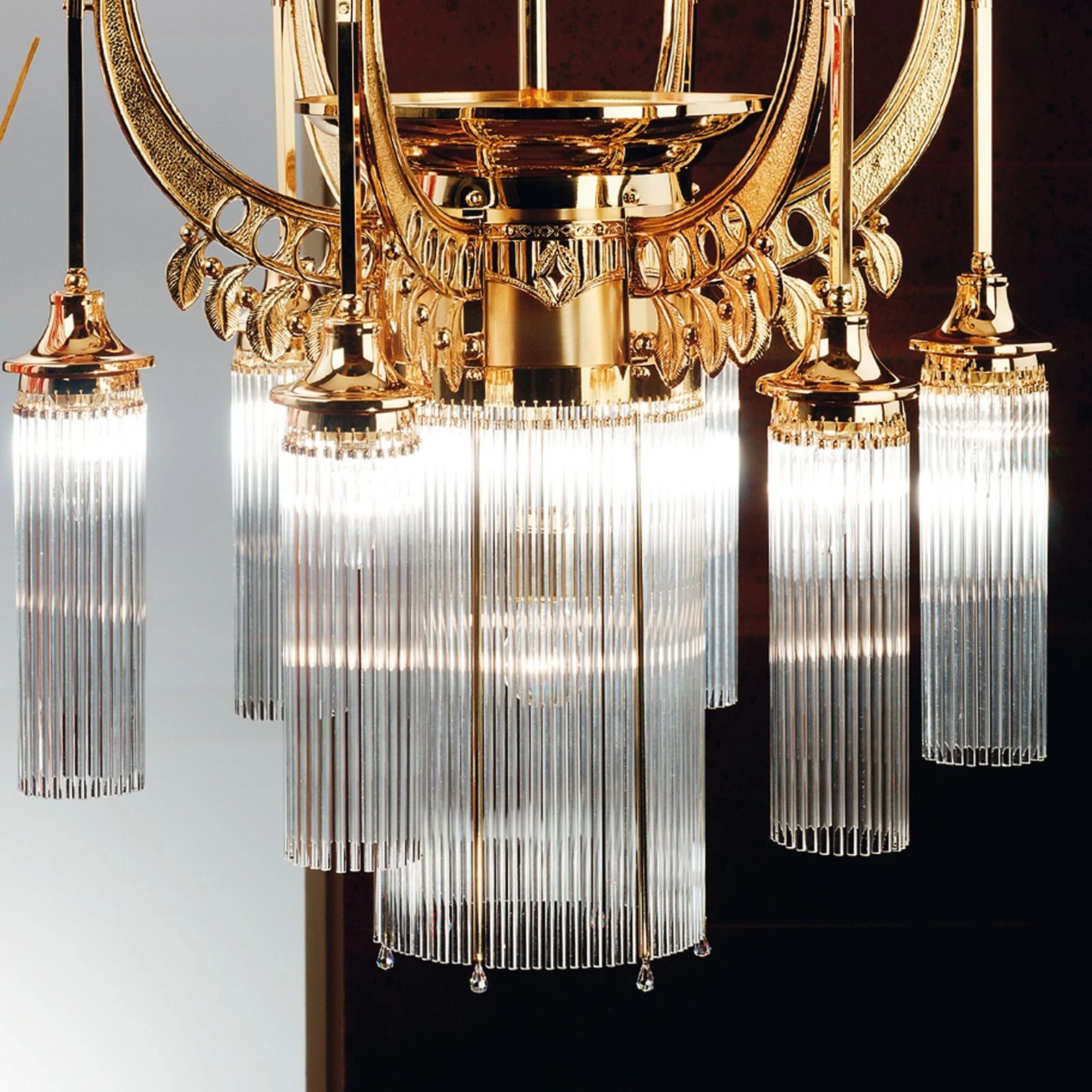 Luster ADELE, 7 izvora svetla, 24-karatno pozlaćen, štapići od kristalnog stakla - 3