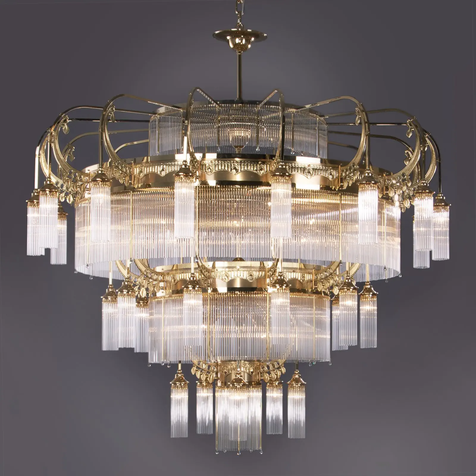 Luster ADELE, 31 izvor svetla, zlato, sa staklenim štapićima