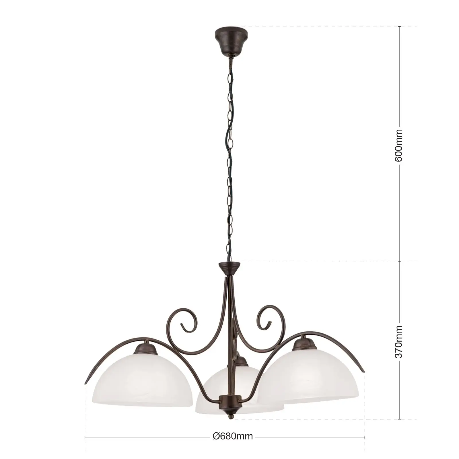 Luster RULA, 3 izvora svetla, antik - 7